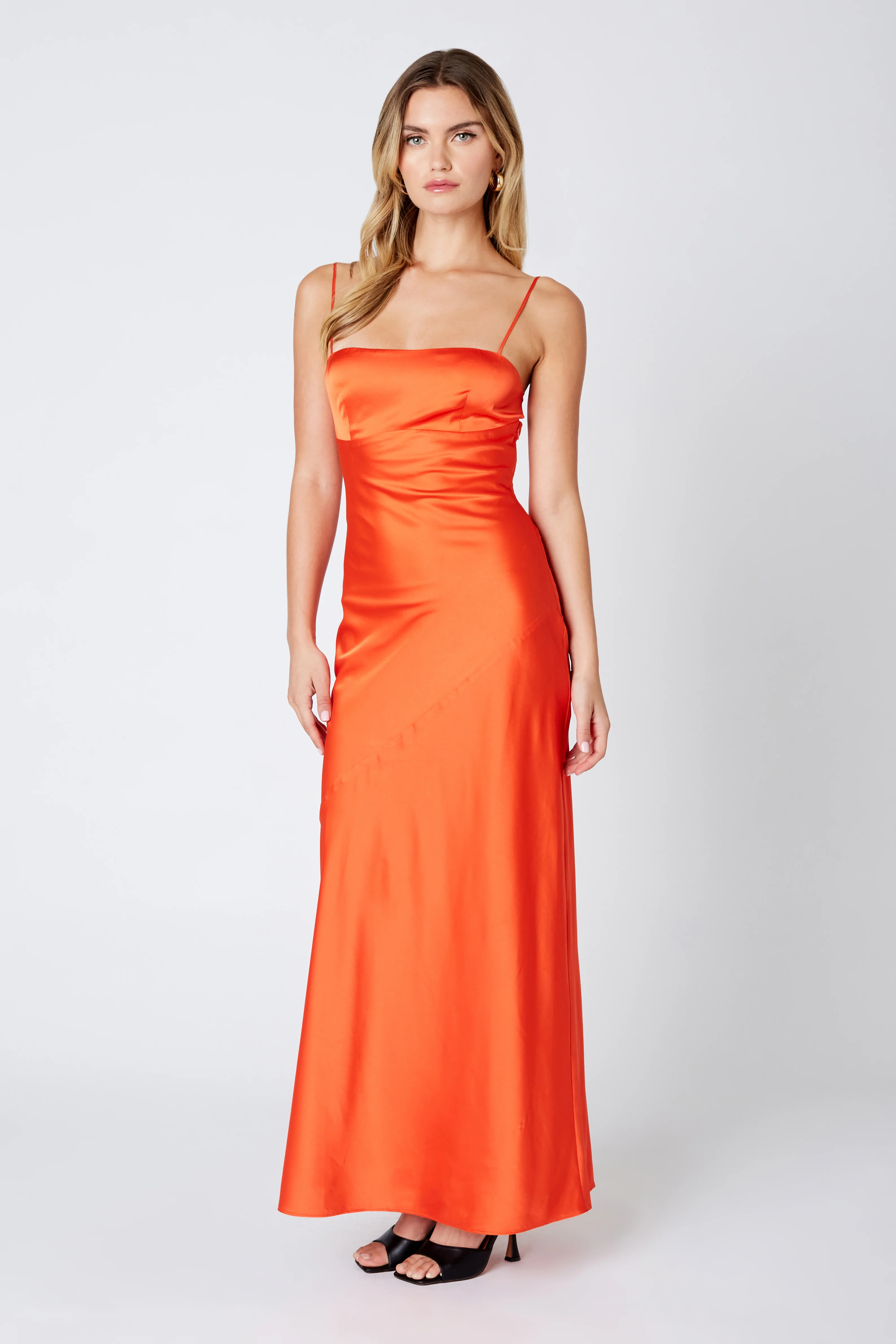 Open Back Satin Maxi Dress