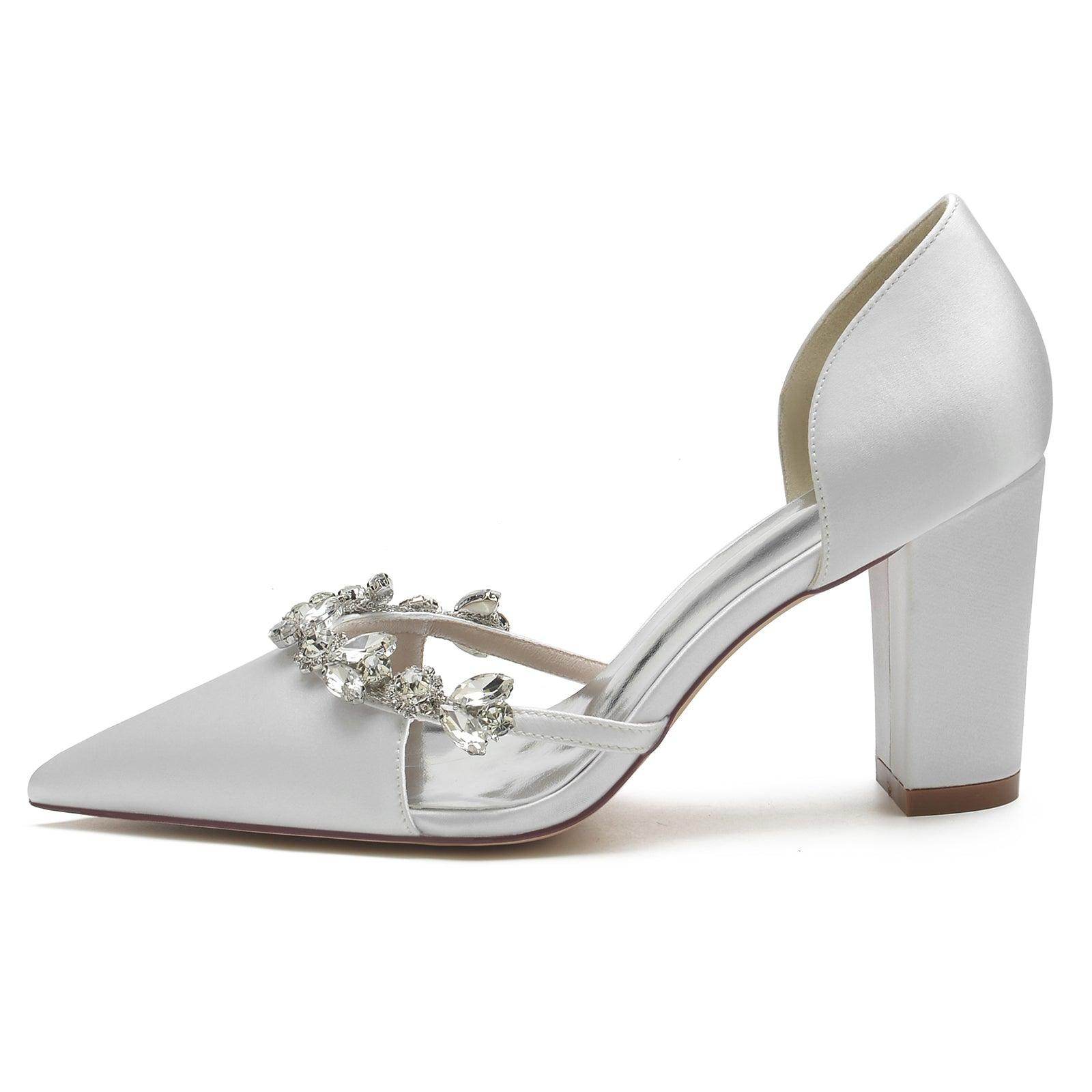 Chunky Heel 8.5cm Silk-Like Shoes CK0186