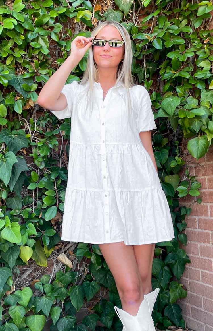 Frances White Linen Tiered Dress - luluinthesky