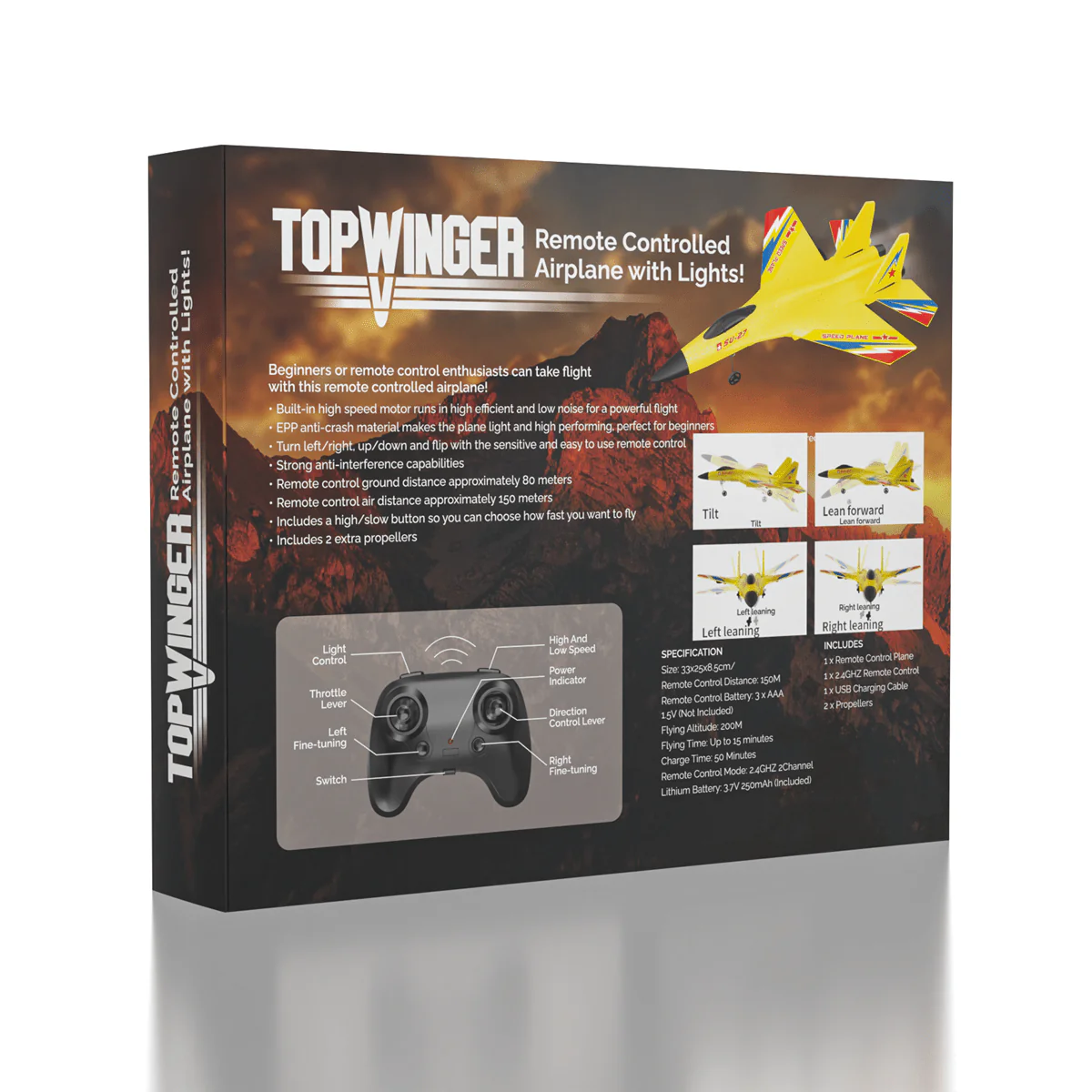 TopWinger: Remote Controlled Plane w/ Lights | Ships Assorted