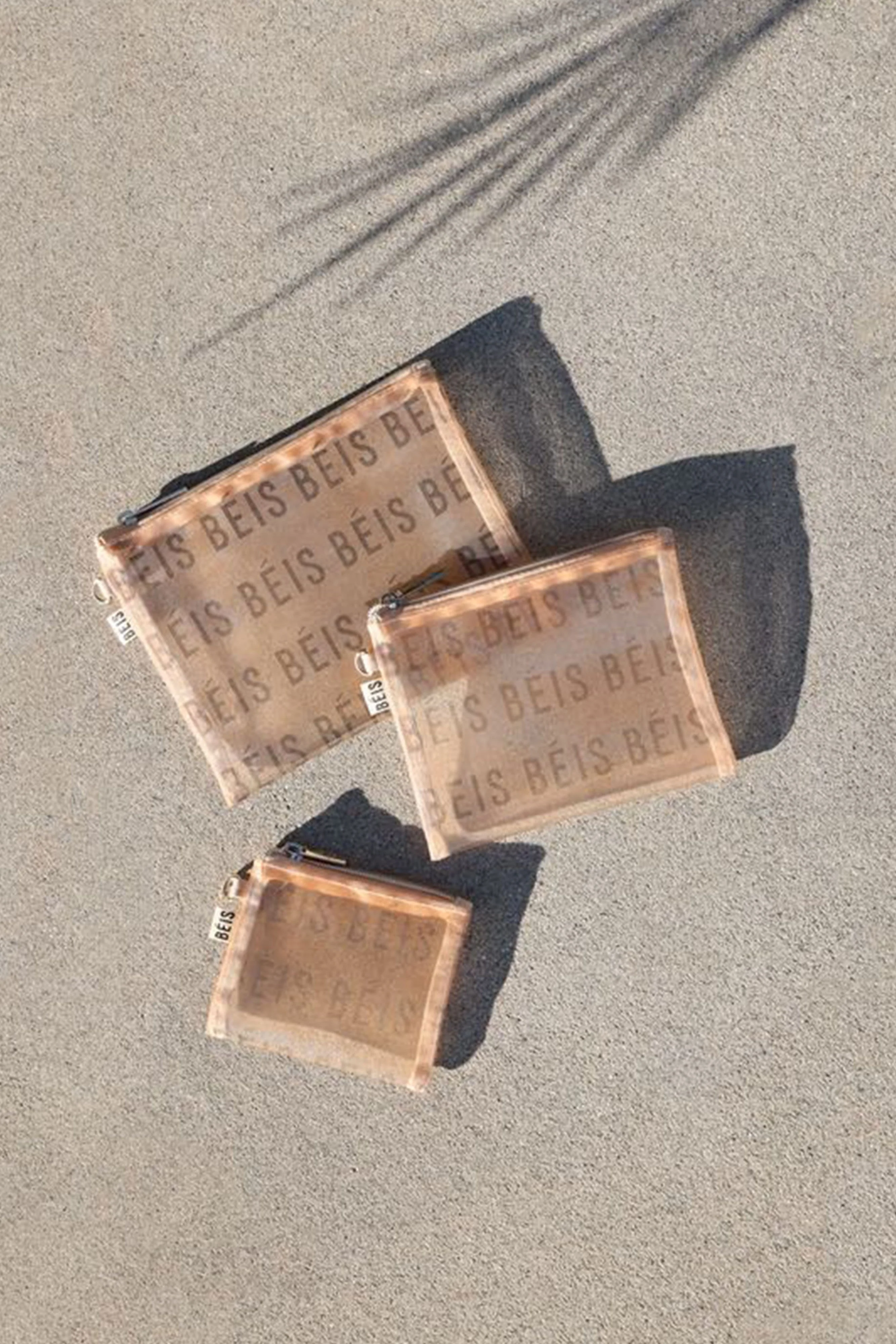 BEIS 'The Mesh Pouch Trio in Beige