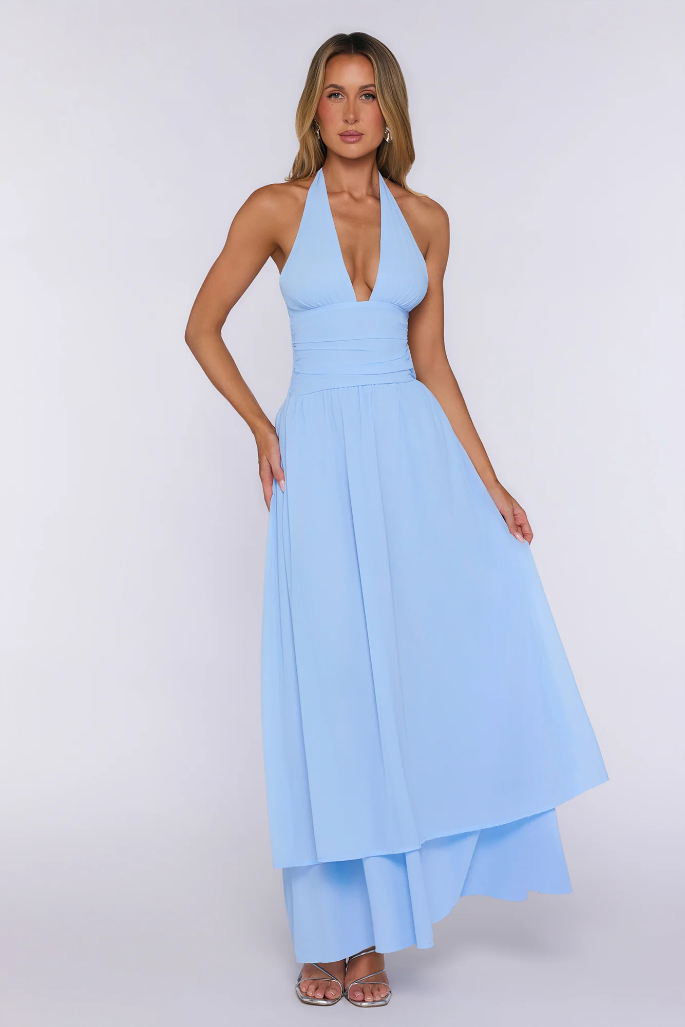 Pretty Love Language Halter Maxi Dress Blue
