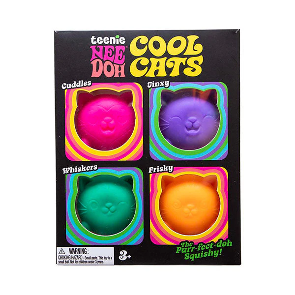 Nee Doh® Teenie Cool Cats Squishy Fidget Stress Ball Toys (4pc) Colors Ship Assorted