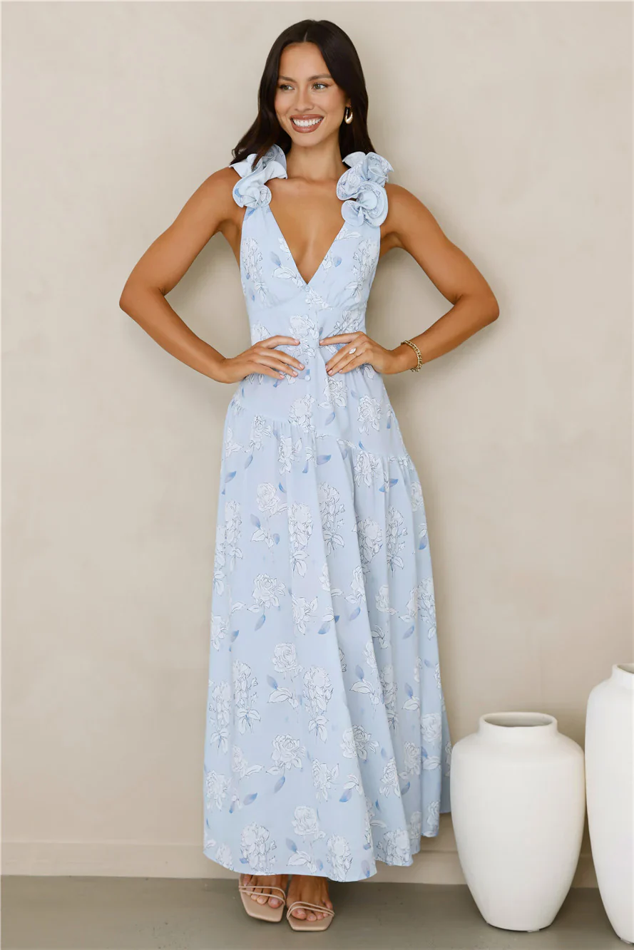 Pretty You Maxi Dress Blue - luluinthesky