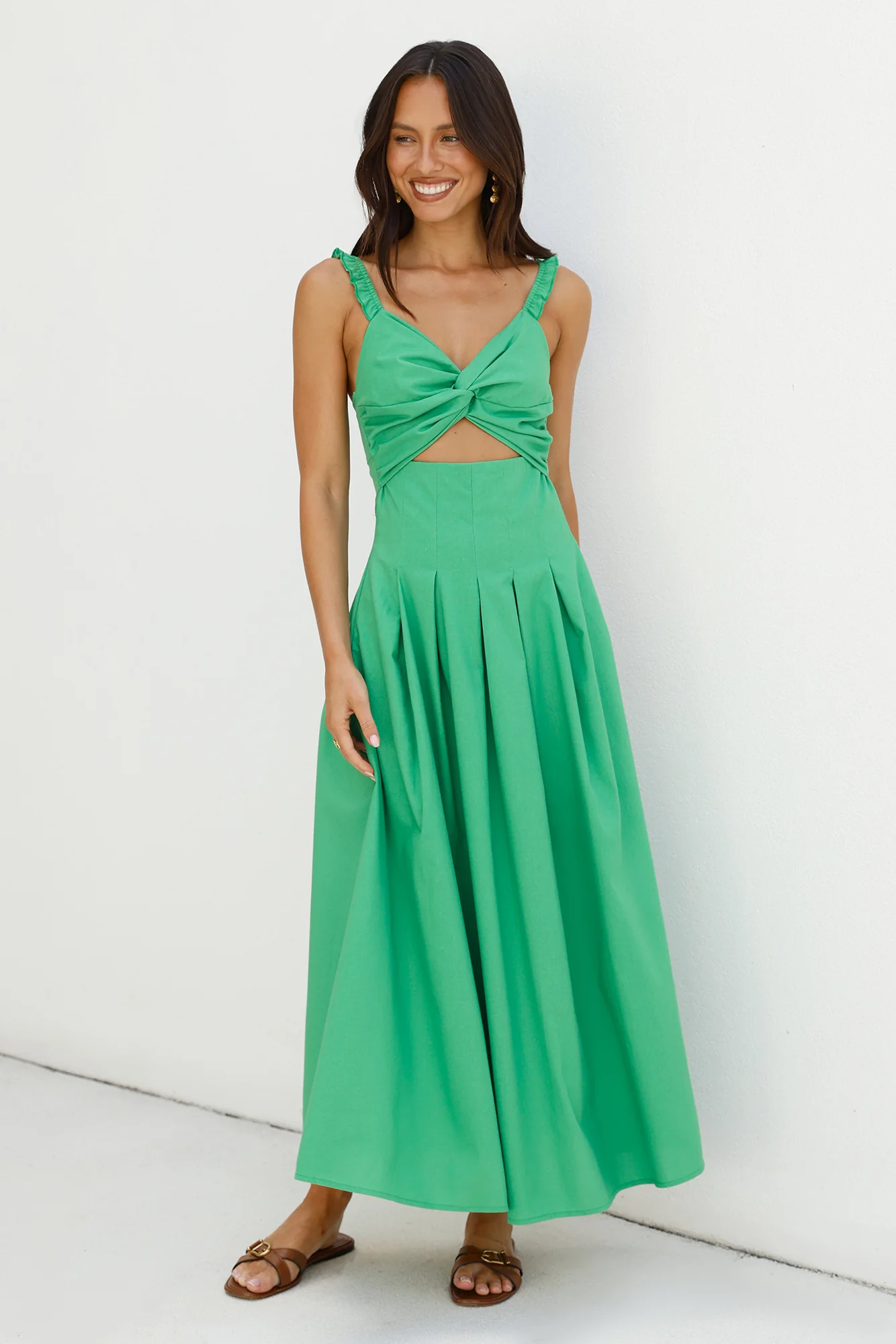 Cherry Kisses Maxi Dress Green