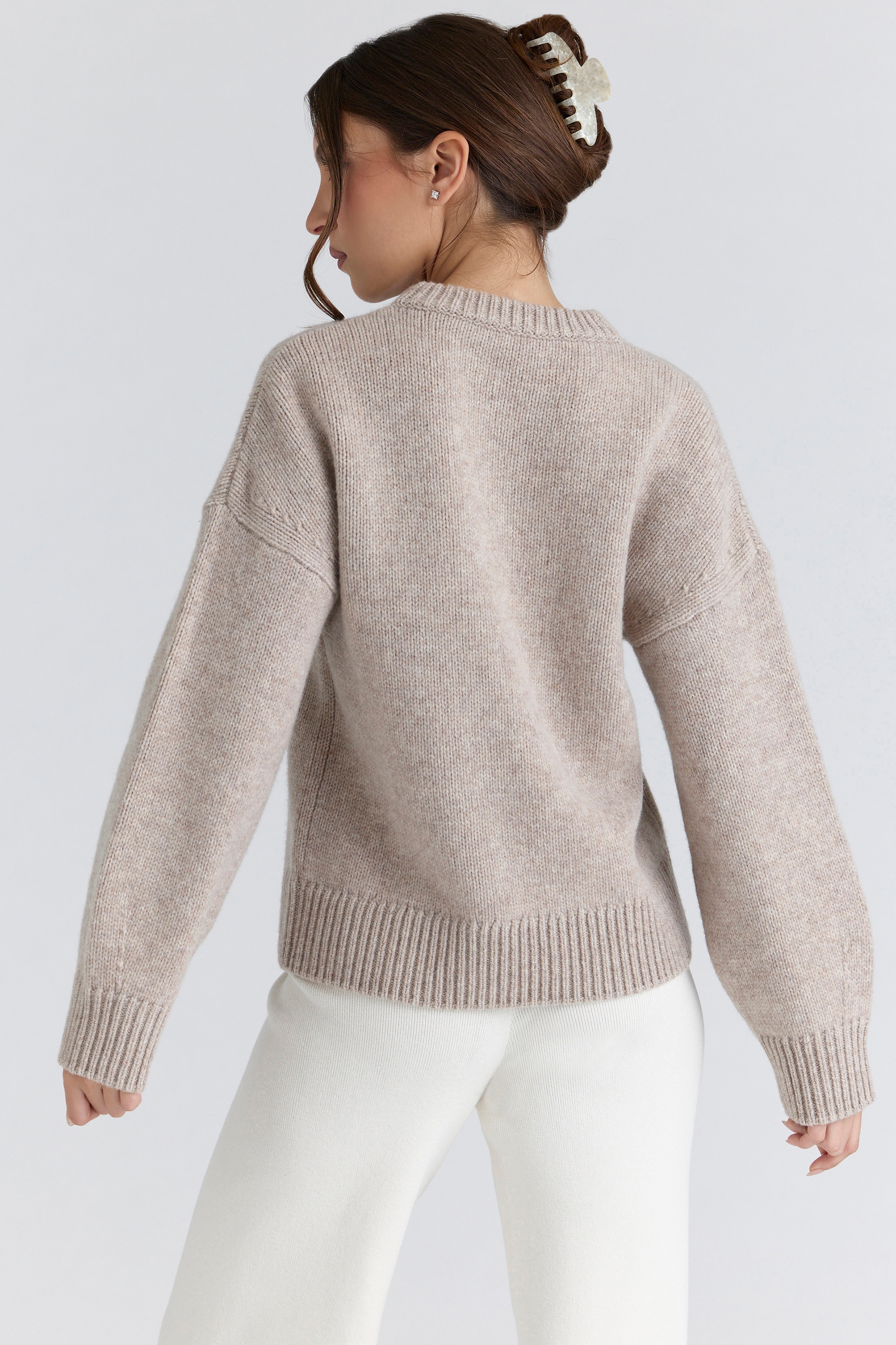 Oatmeal Wool Chunky Knit Sweater