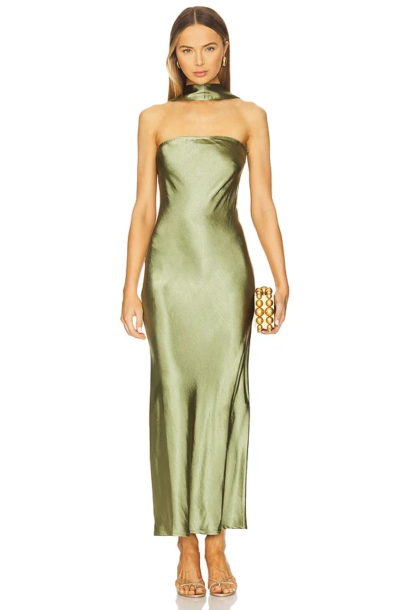Angelina Neck Tie Maxi Dress