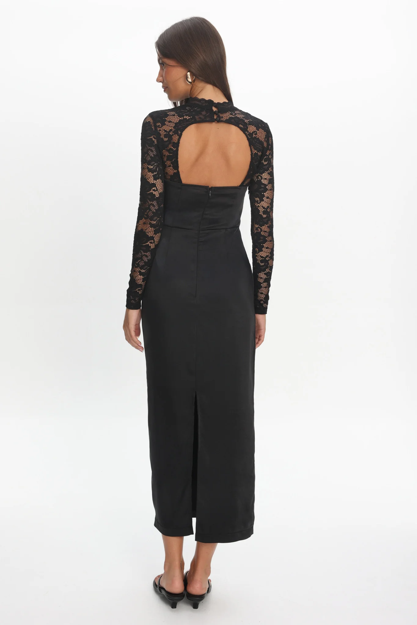 Lucha Lace Sleeve Maxi Dress Black