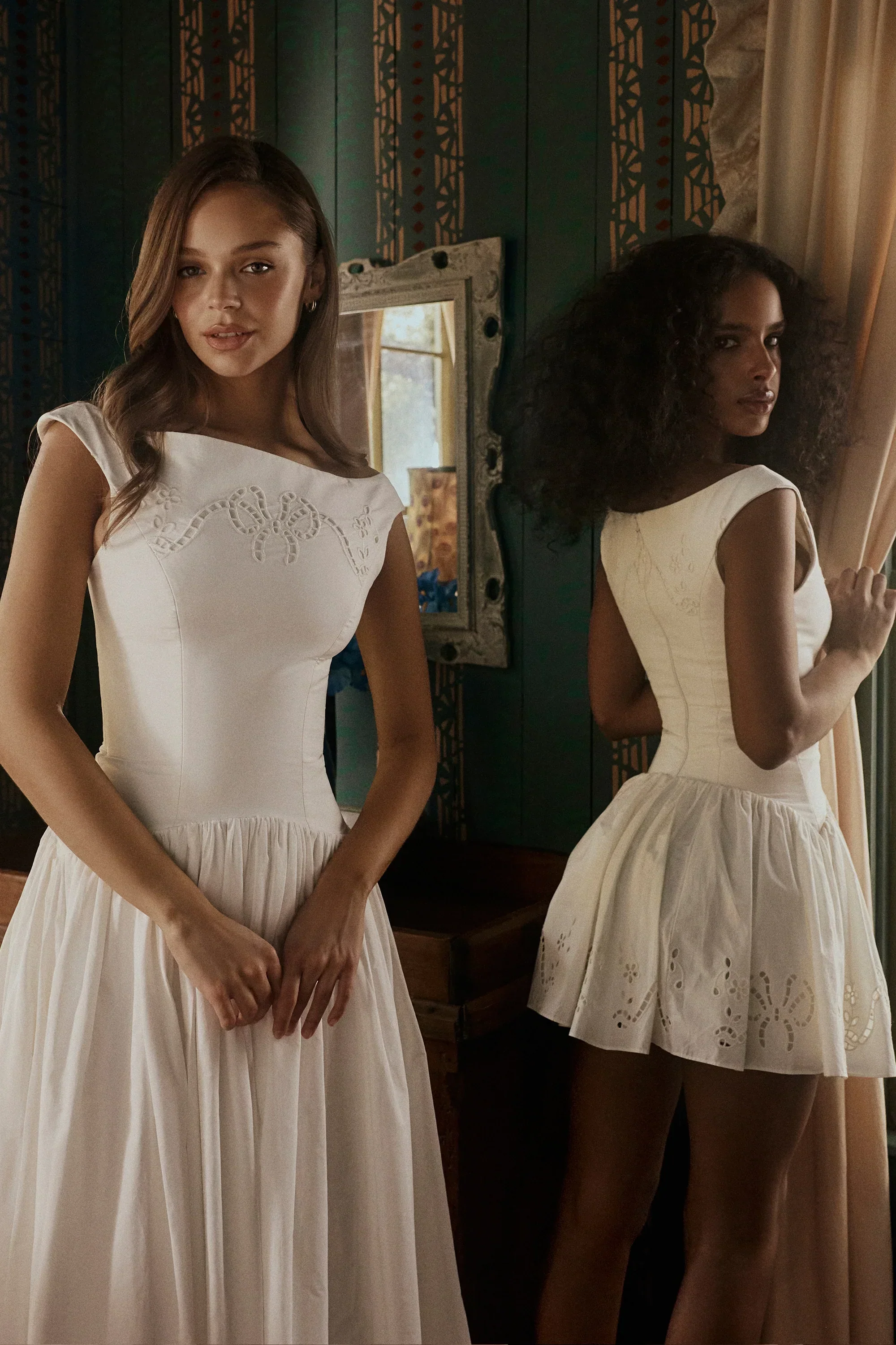 white cotton broderie anglaise boat neck maxi dress - luluinthesky