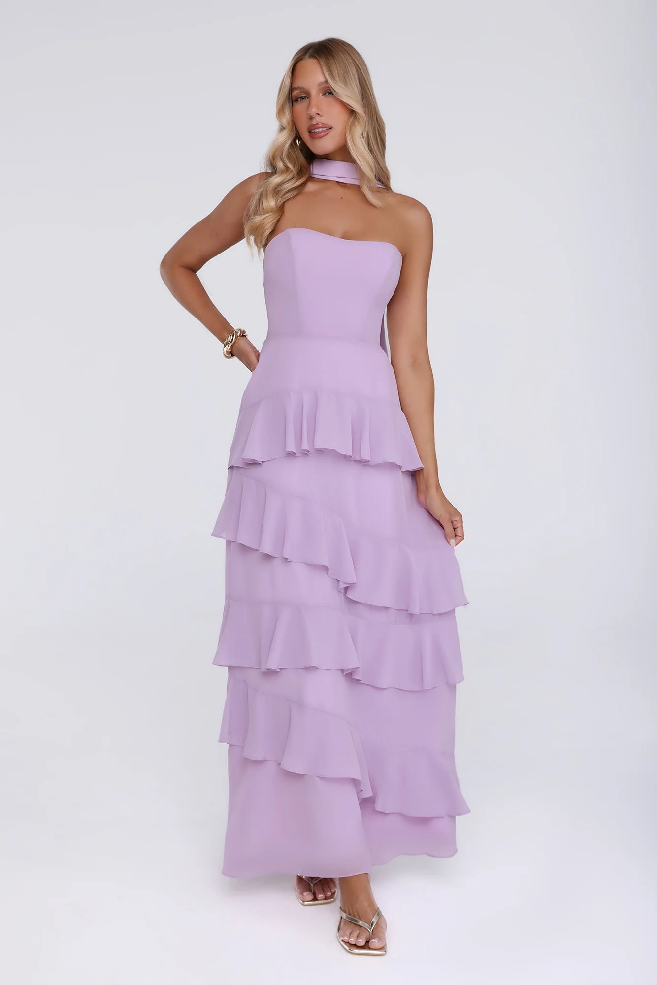Sunset Reverie Strapless Maxi Dress Lilac