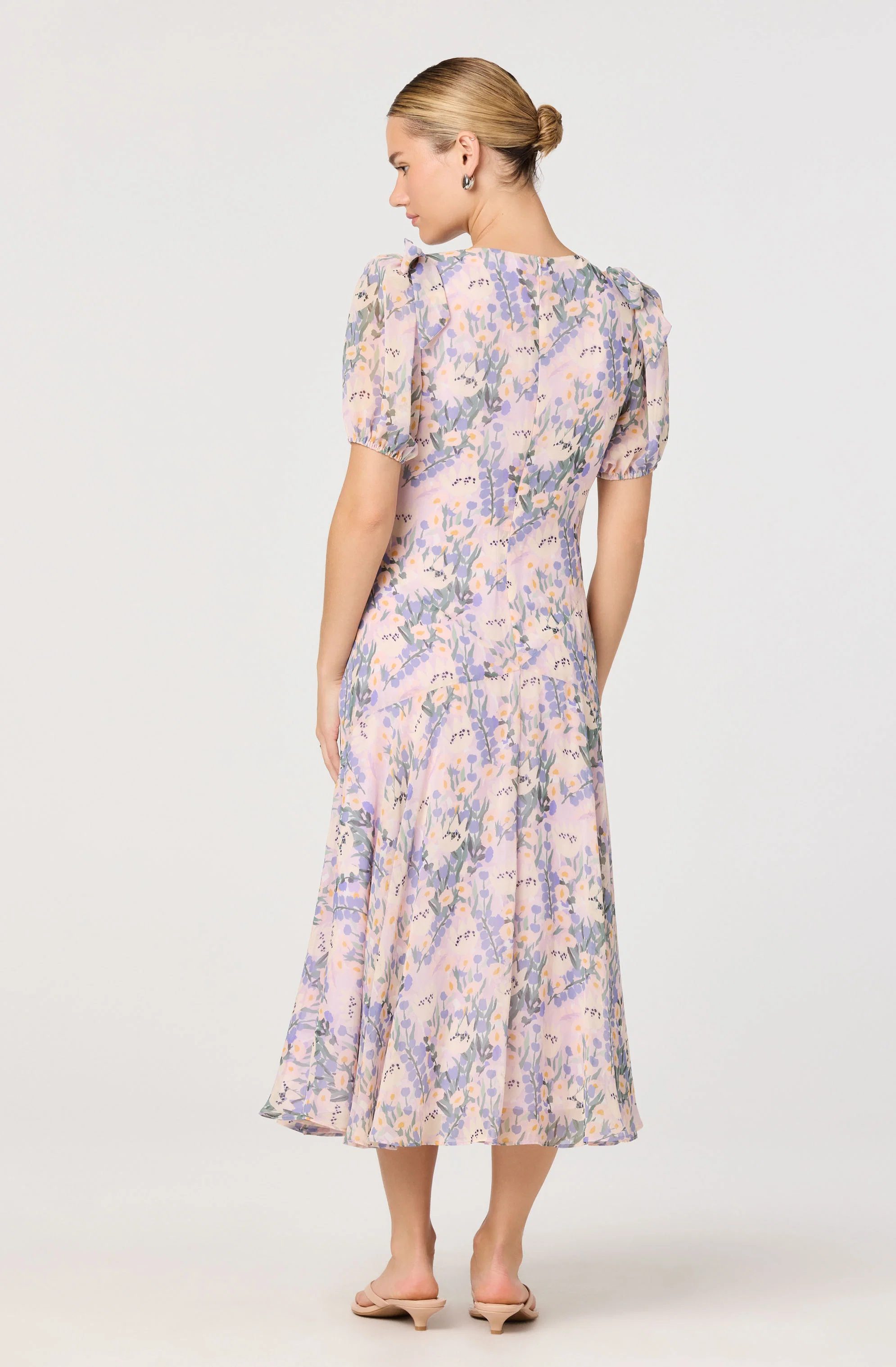 Jessenia Floral Puff Sleeve Midi Dress