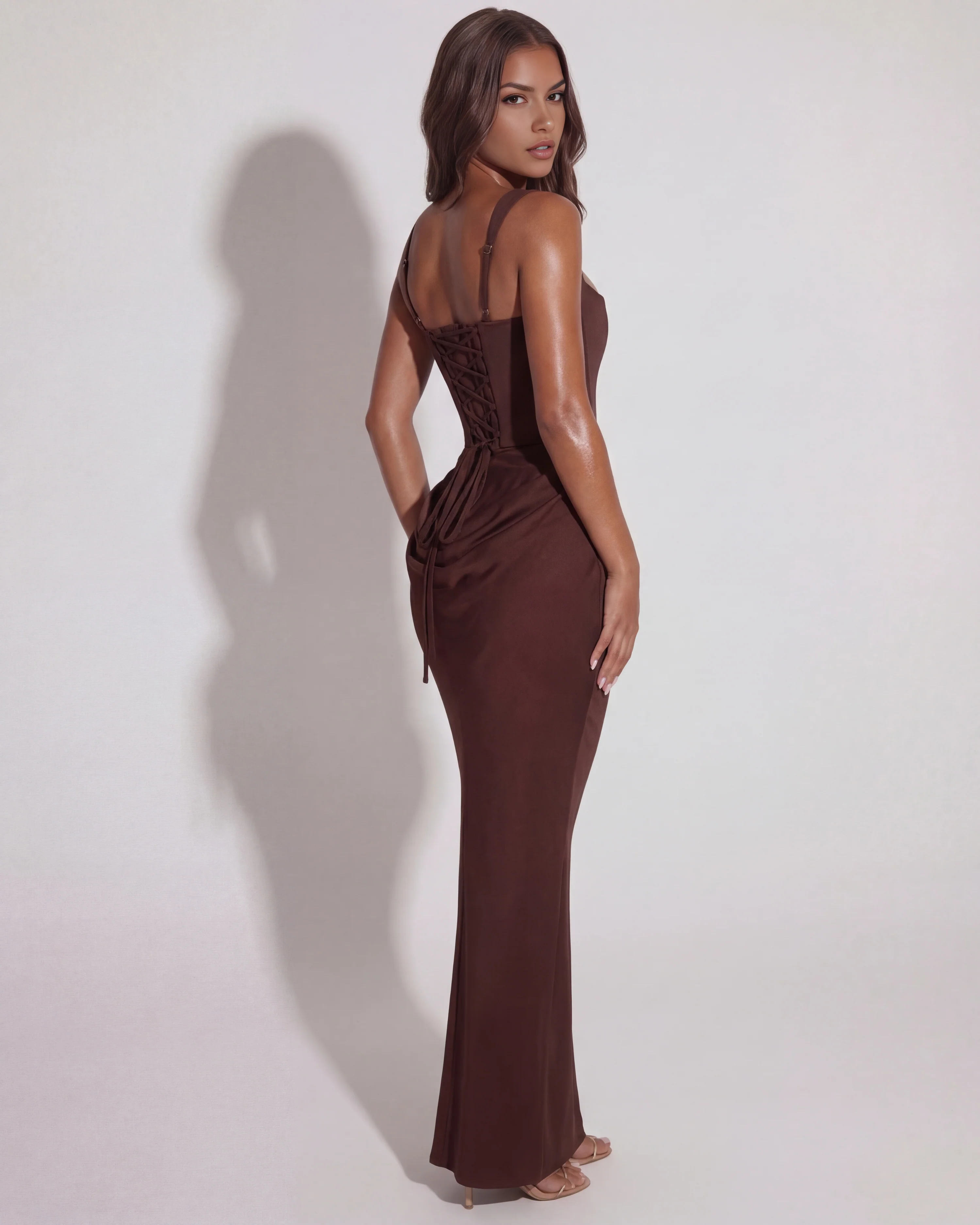 Sculpted Bodycon Maxi Dress with Lace-Up Back
