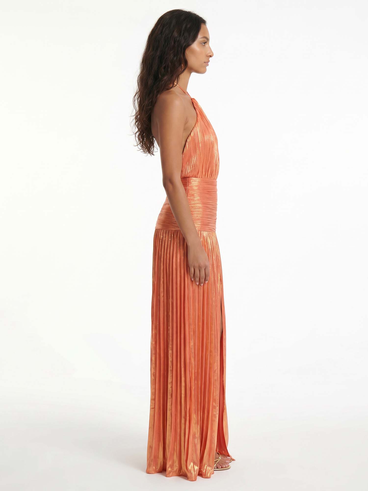 Halter Pleated Flow Maxi Dress