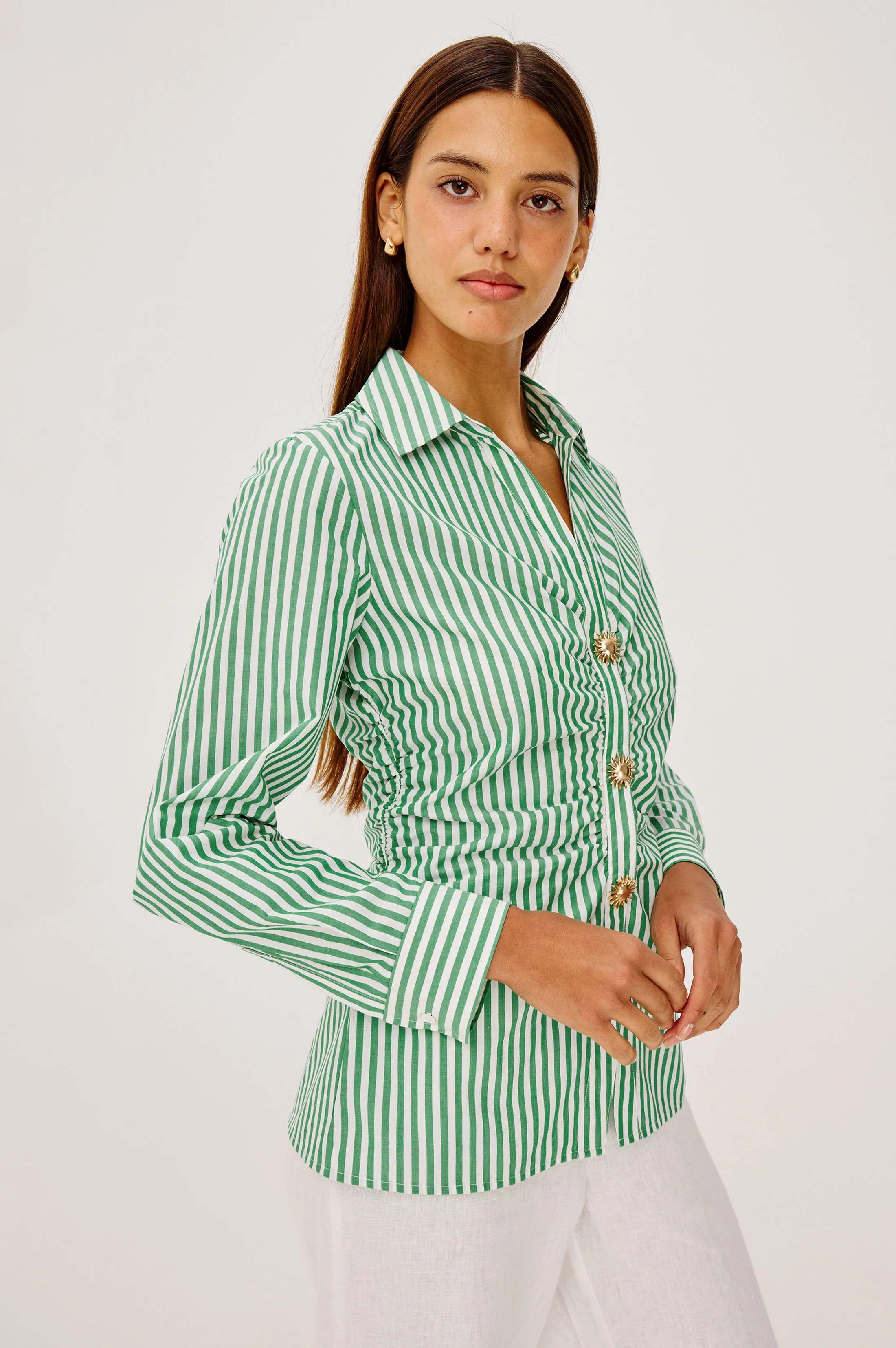 Carayln Shirt - Emerald Stripe