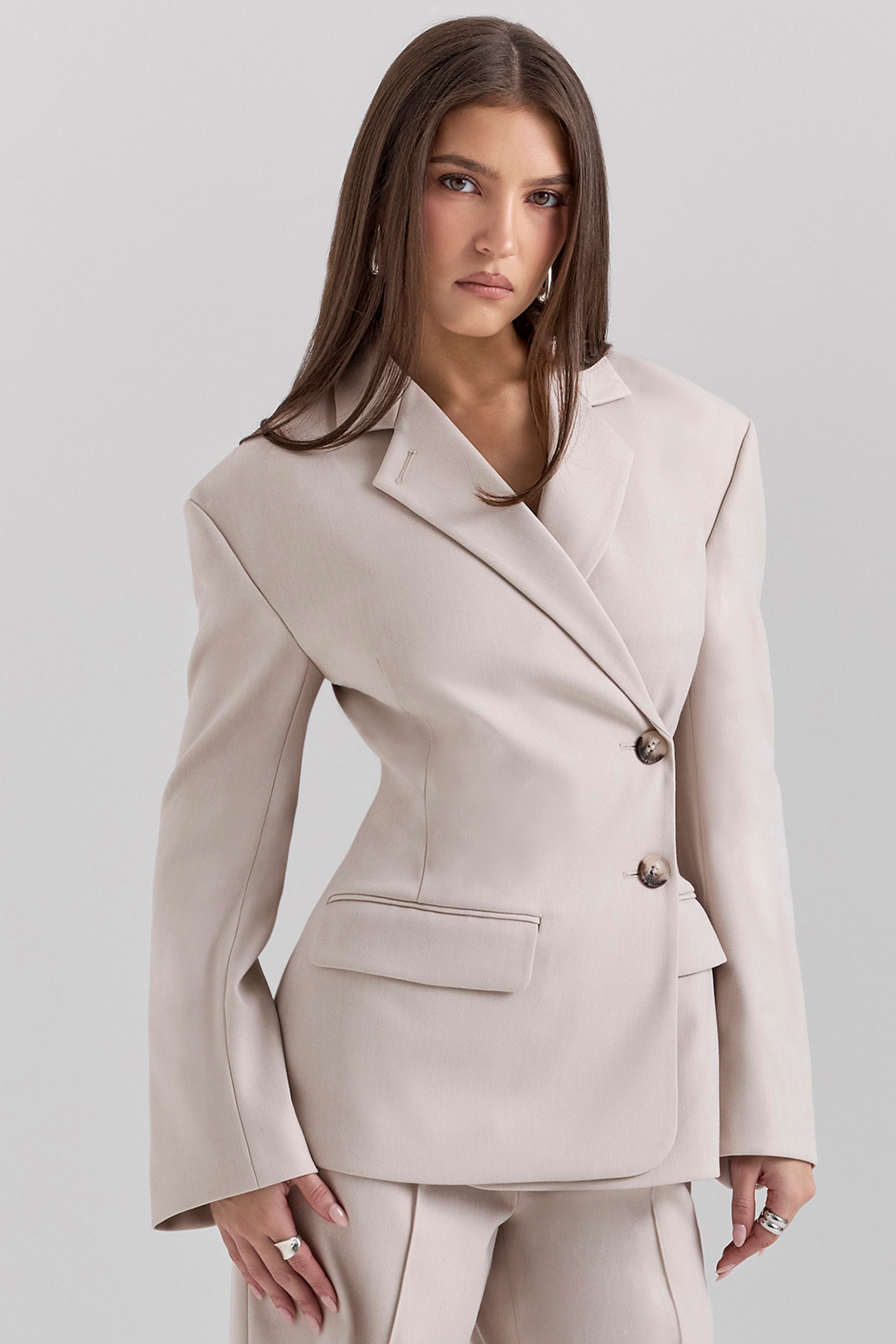 beige hourglass blazer