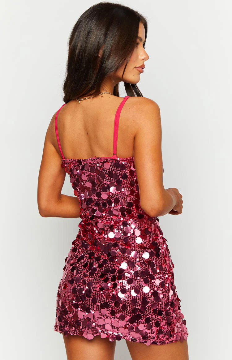 Radiant Pink Sparkle Mini Dress - luluinthesky