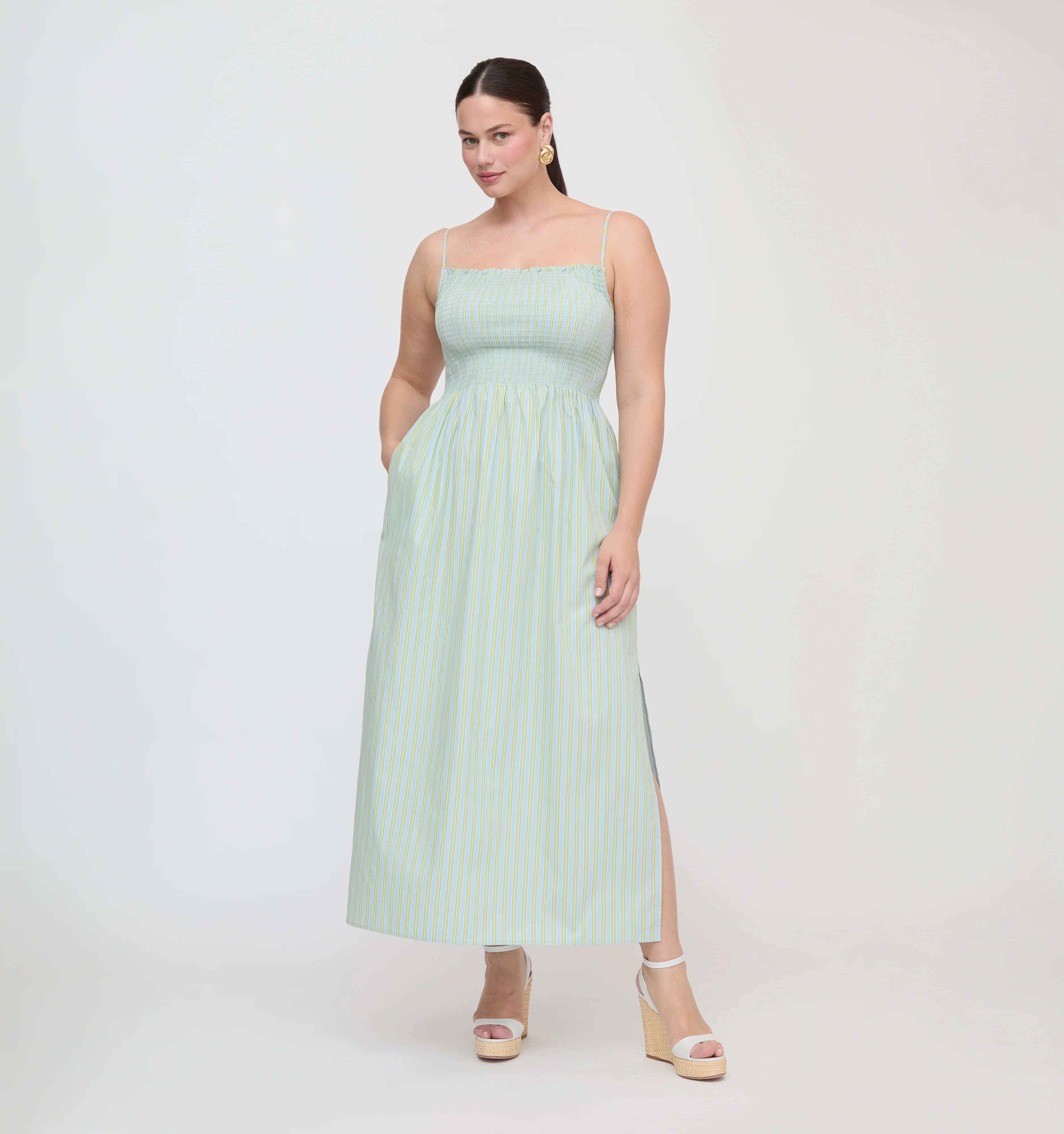 The Isabel Nap Dress - Blue/Green Stripe
