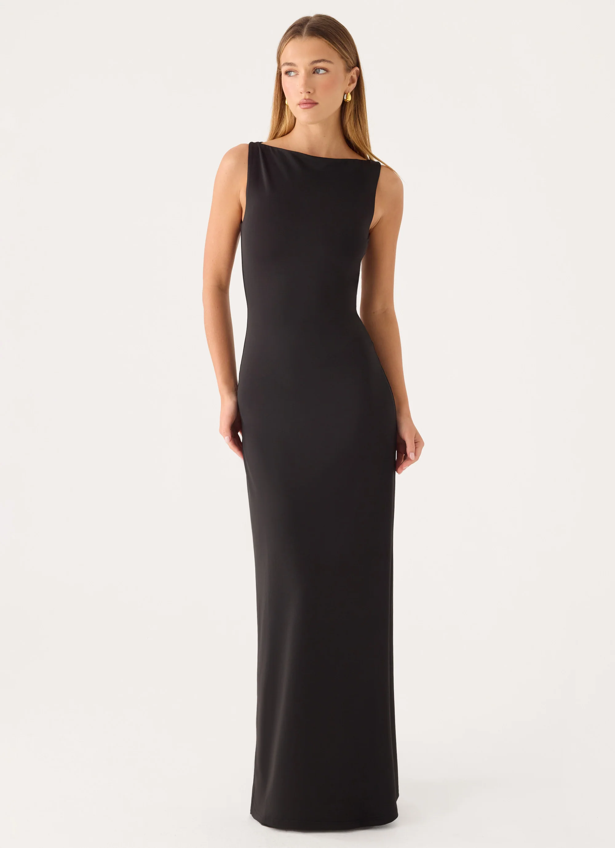 Ravelle Mesh Back Maxi Dress - Black - luluinthesky