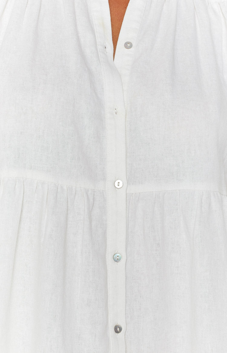 Frances White Linen Tiered Dress - luluinthesky