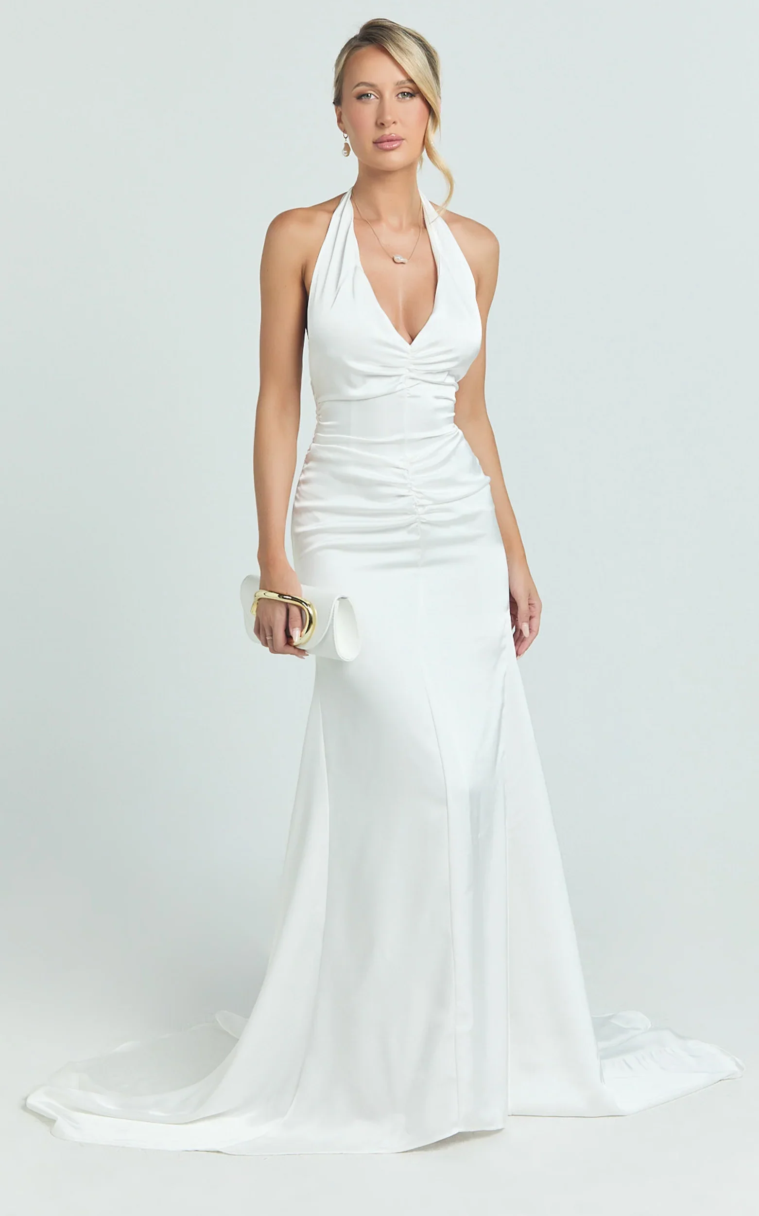 Frankie Maxi Dress - Satin Bias Cut Dress in Ivory