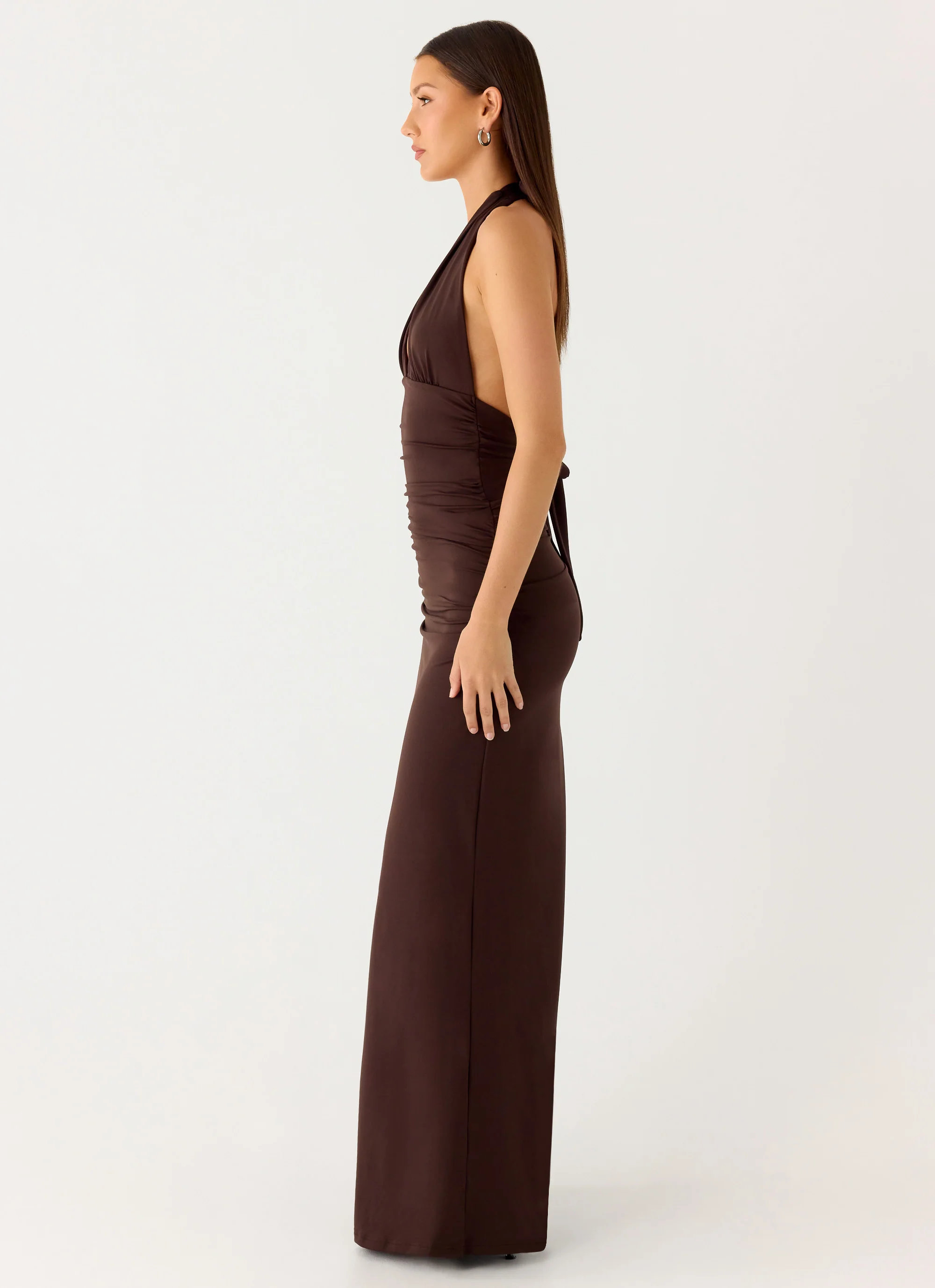 Ilaria Halter Maxi Dress - Chocolate