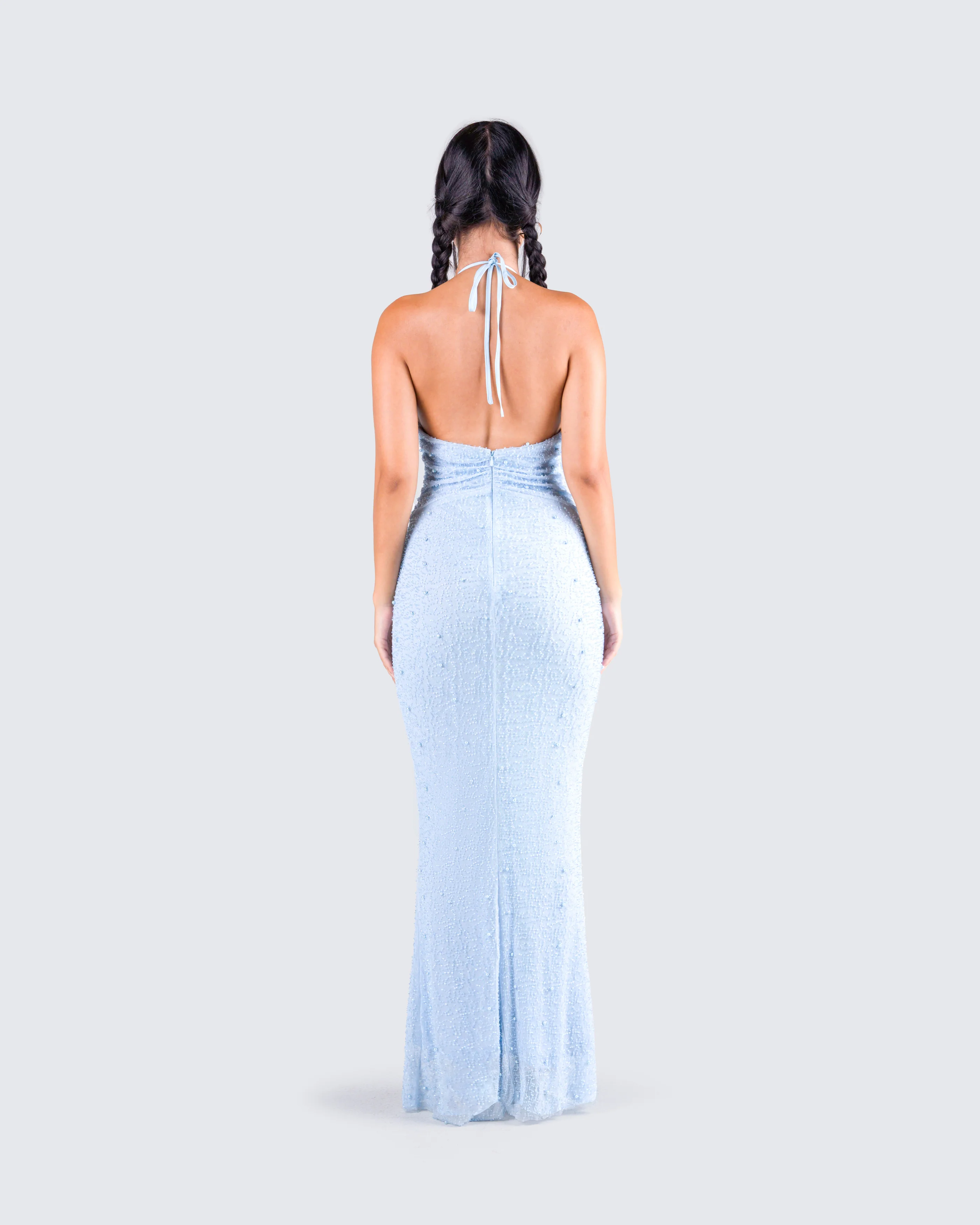 Dana Baby Blue Beaded Maxi Dress