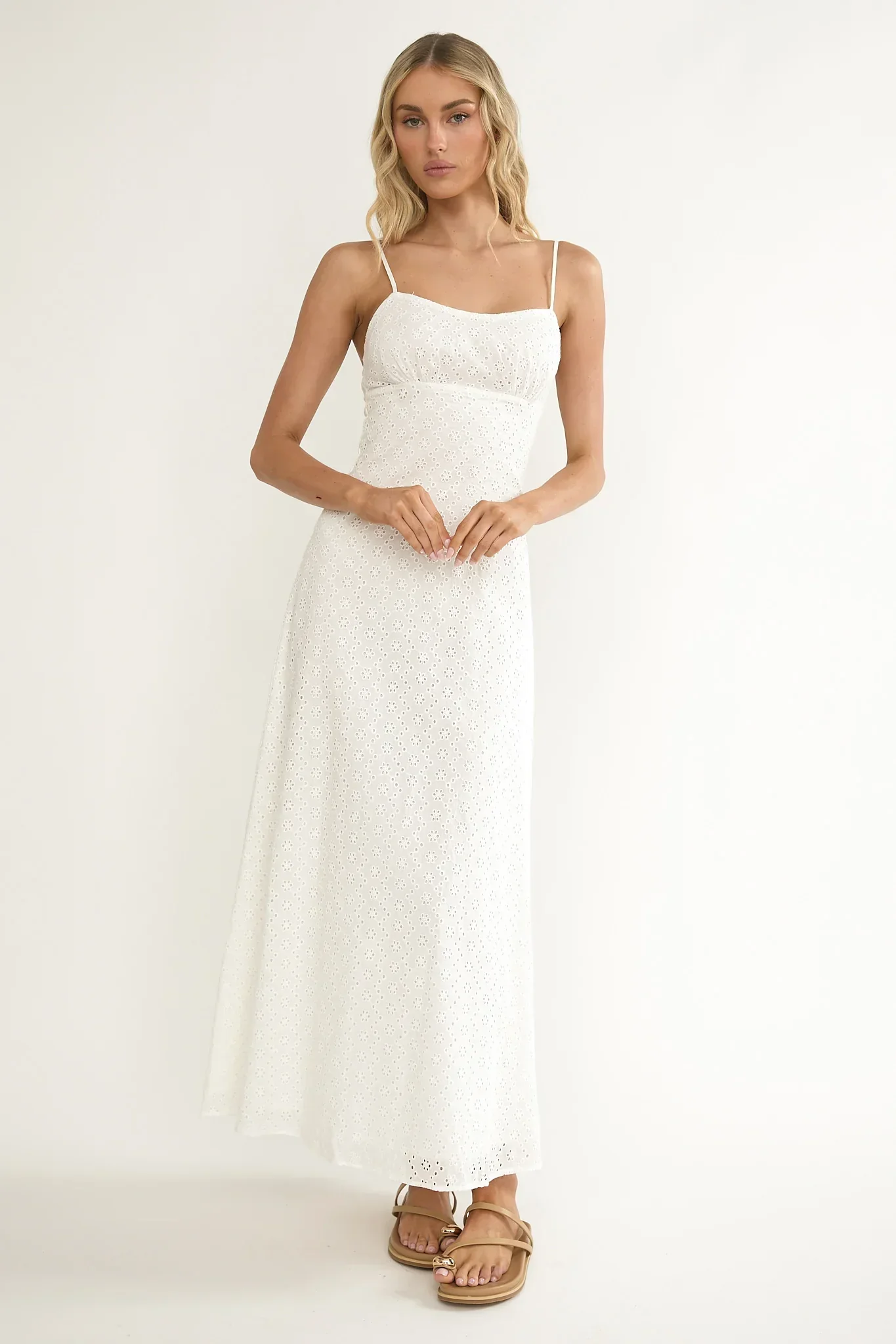 Naysha Eyelet Embroidery Maxi Dress - luluinthesky