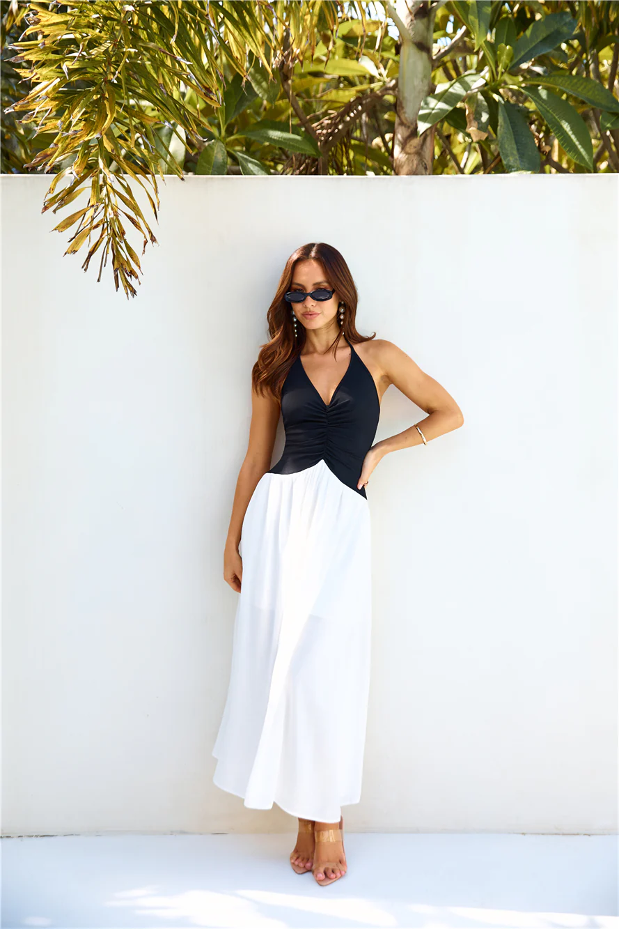 Lake Days Halter Maxi Dress White - luluinthesky