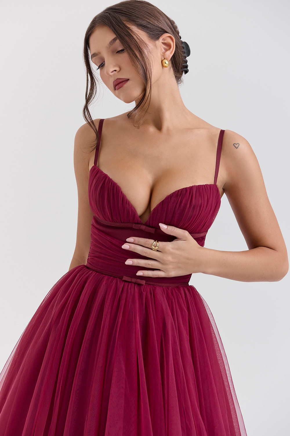 Cabernet Tulle Midi Dress