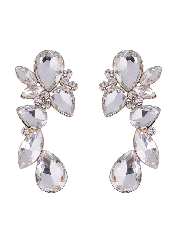 Geometric Rhine Stones Drop Earrings