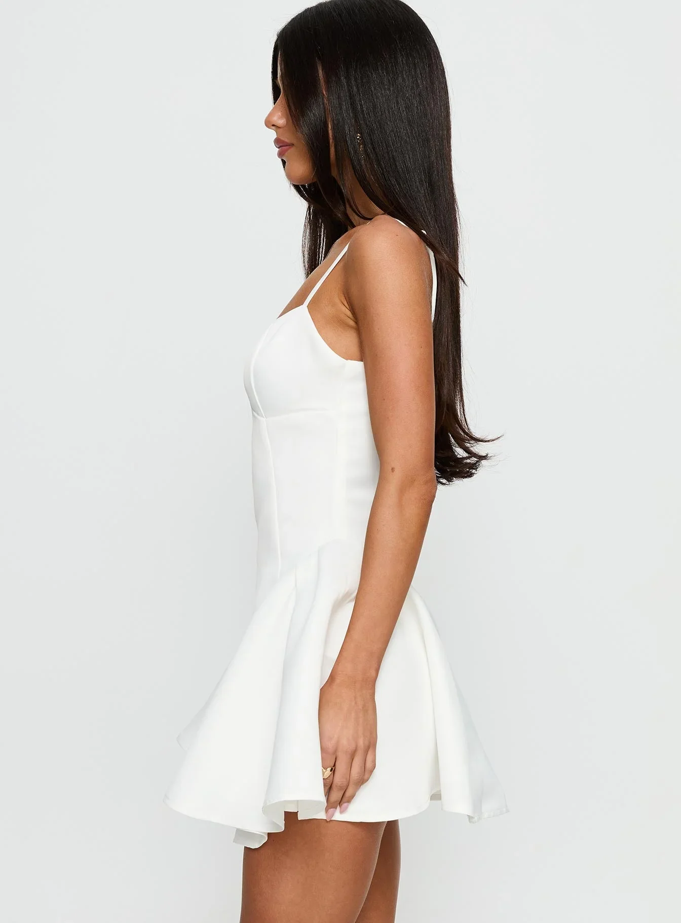 Alympia Pleat Mini Dress White - luluinthesky