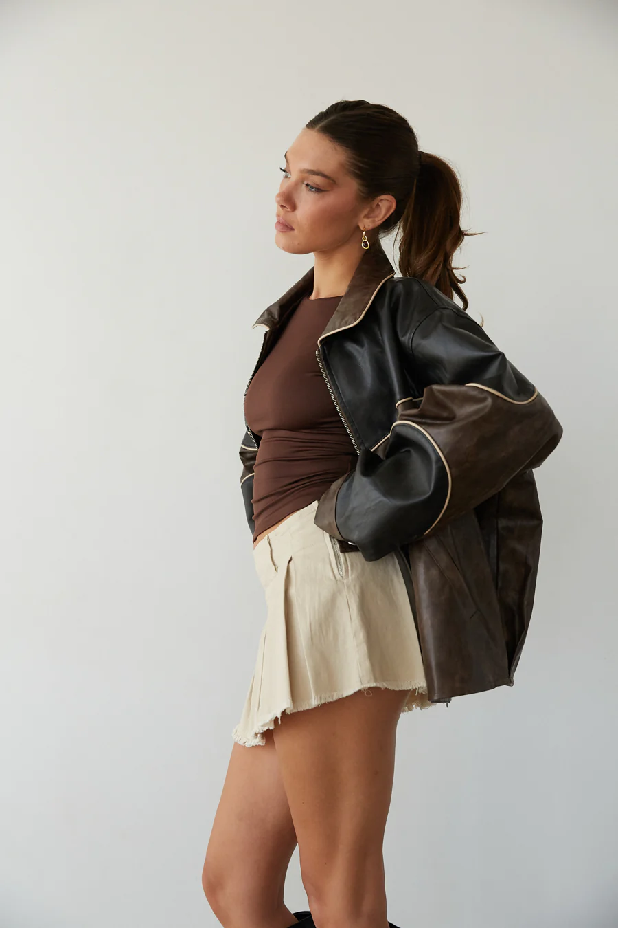 Roxy Faux Leather Bomber Jacket - luluinthesky