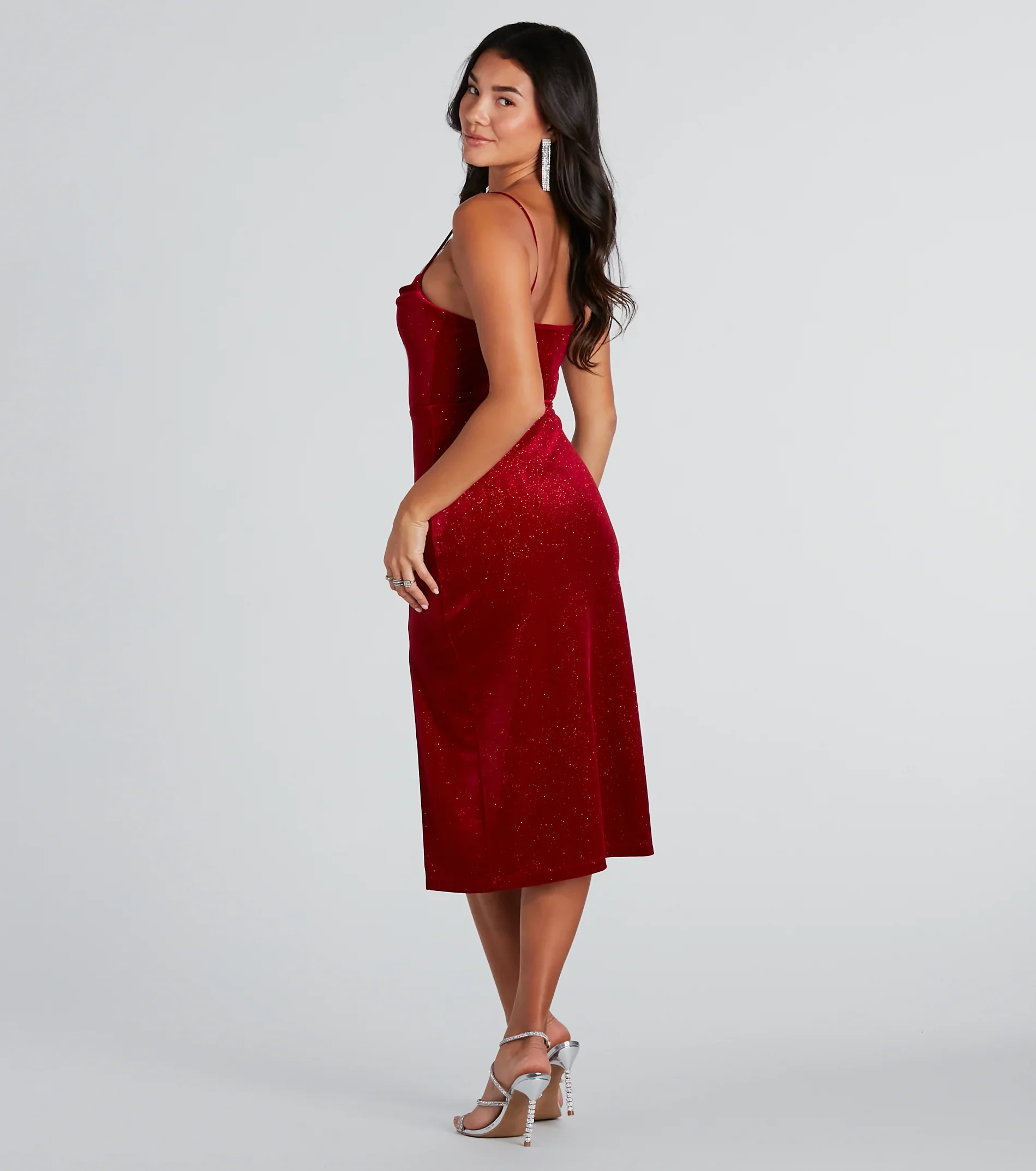 All Is Merry Velvet Glitter Midi Dress