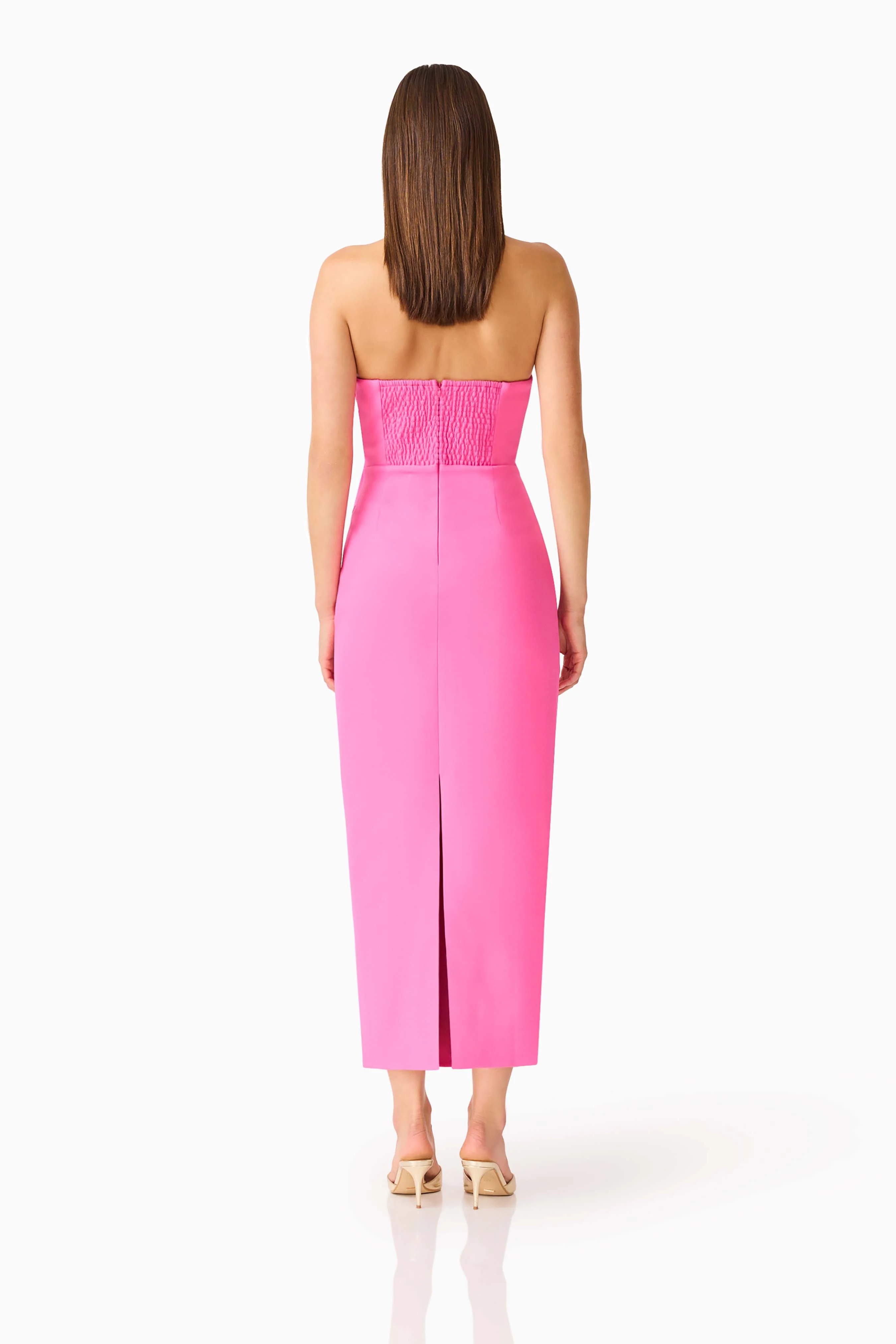 Laurentia Column Midi Dress in Fuchsia Pink