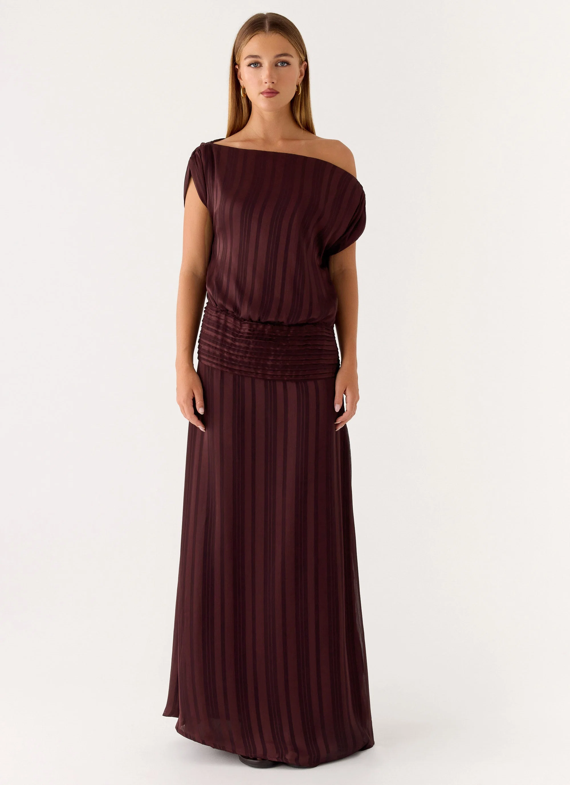 Rexi One Shoulder Maxi Dress - Aubergine Gleam
