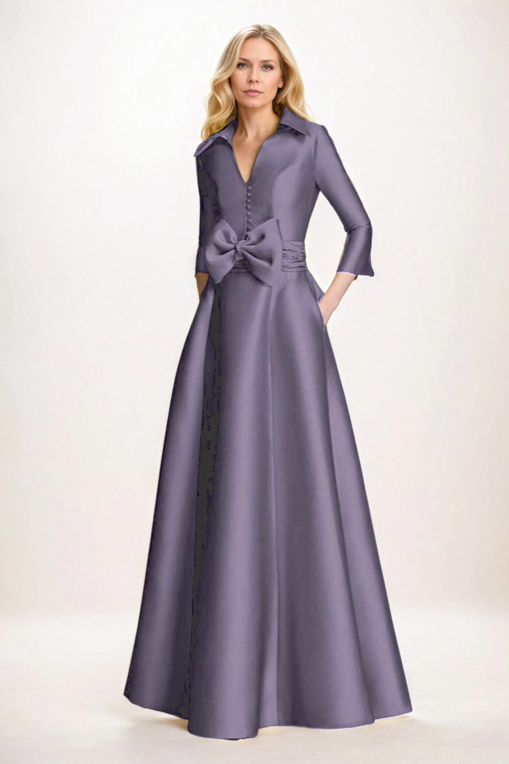 A-Line Maxi Satin Mother of the Bride Dresses CM0402