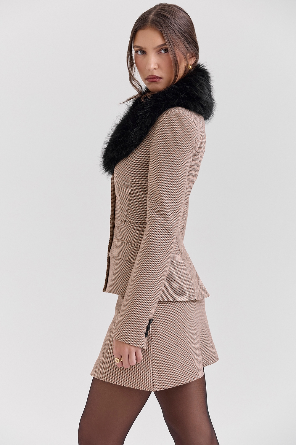 Puppytooth Check Hourglass Jacket