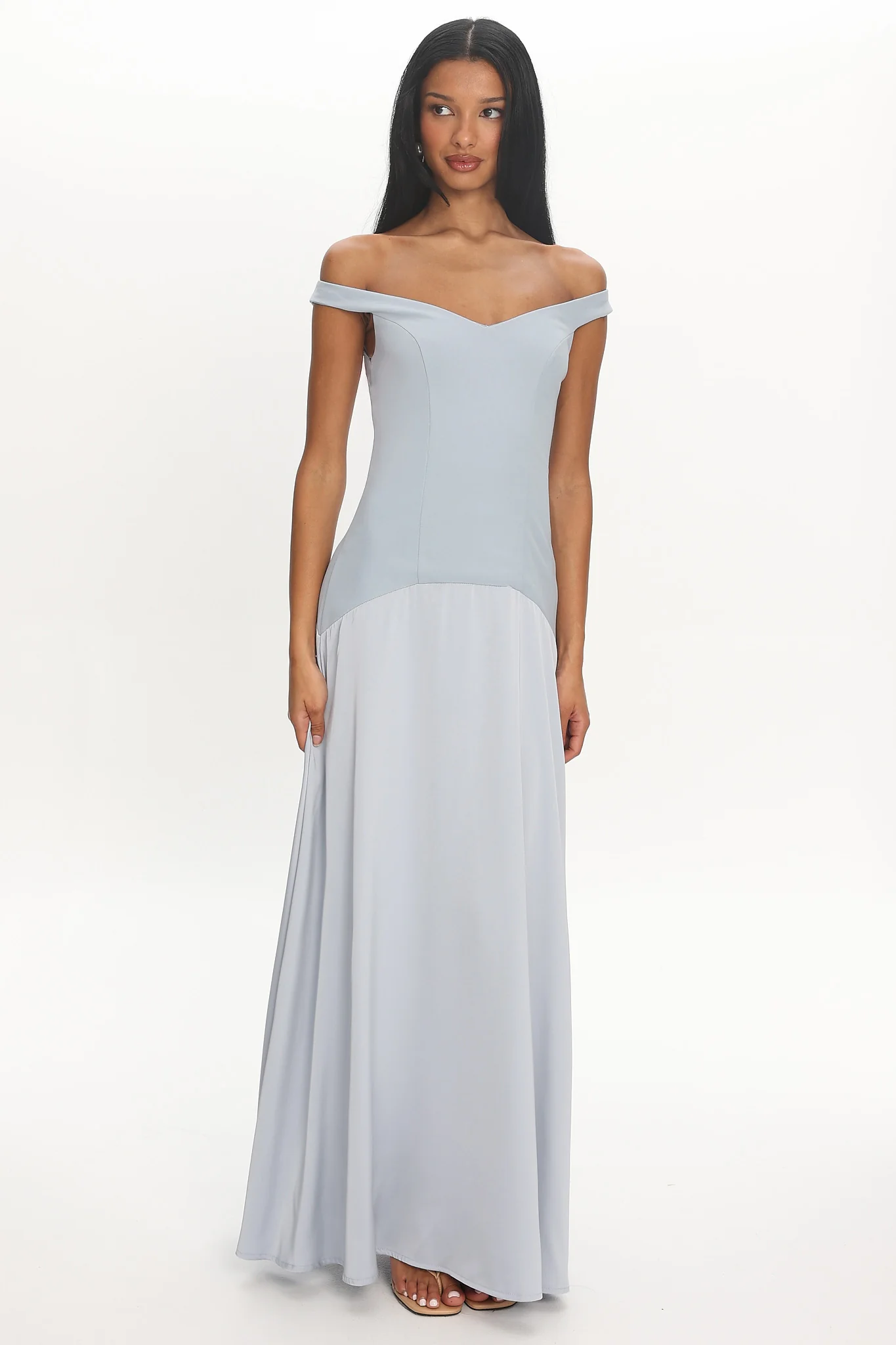 Hestia Off-Shoulder Maxi Dress Pale Blue