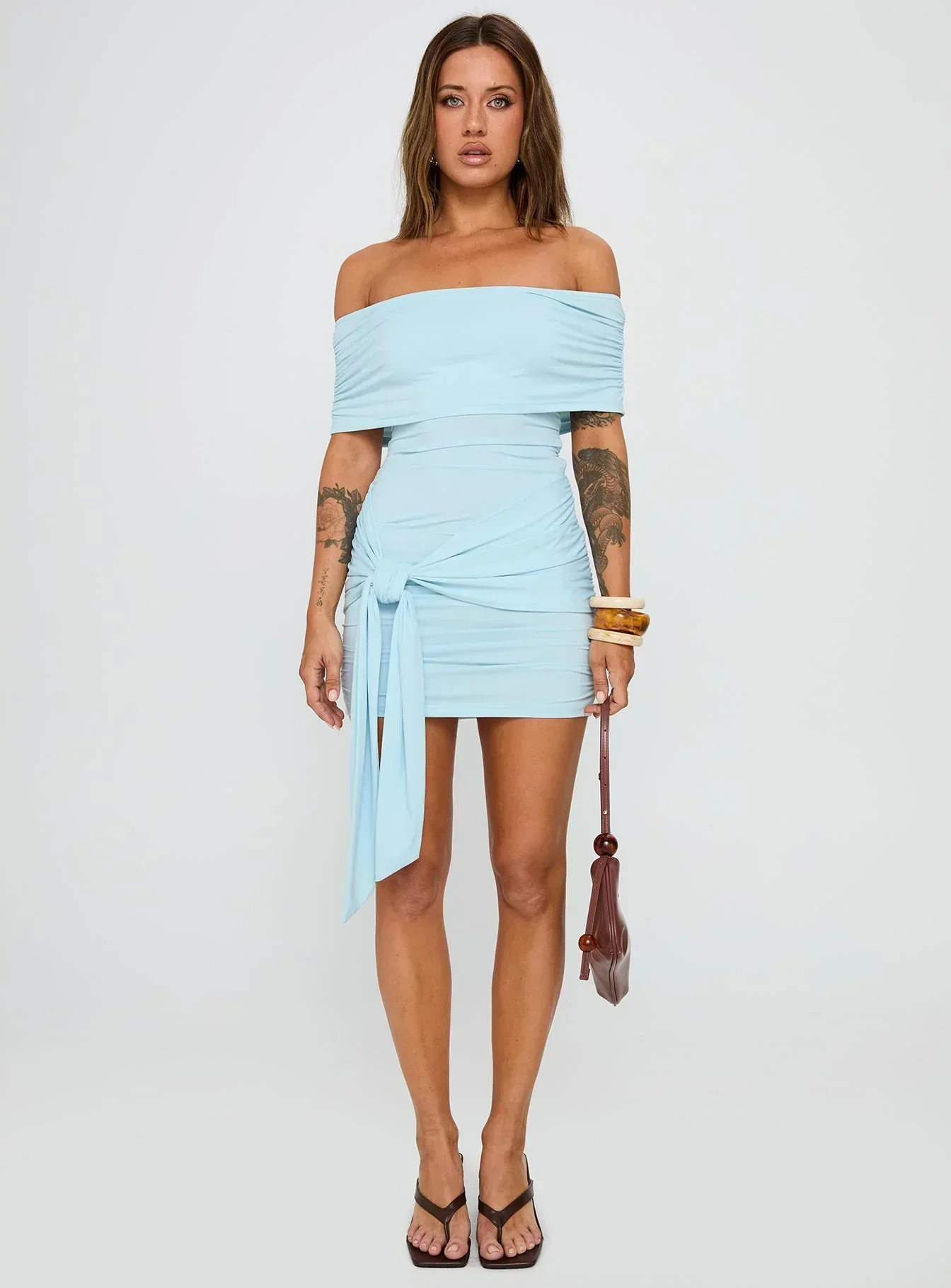 Island Girl Tie Skirt Mini Dress Light Blue