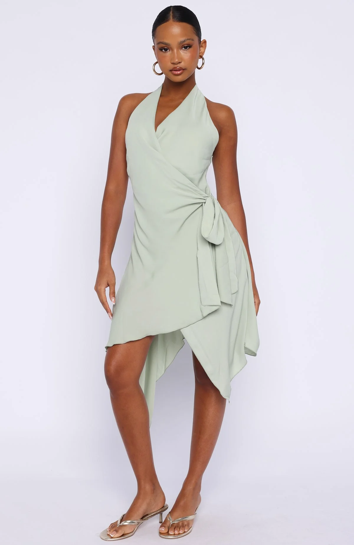 Reminiscing Halter Midi Dress Mint