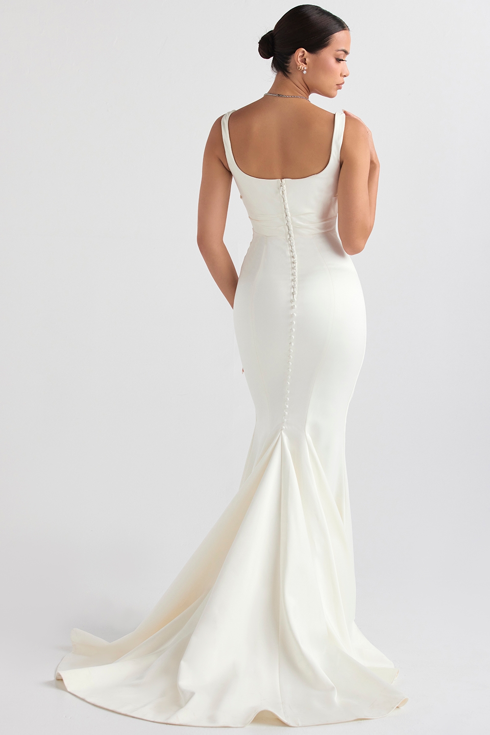 Off White Satin Mermaid Bridal Gown