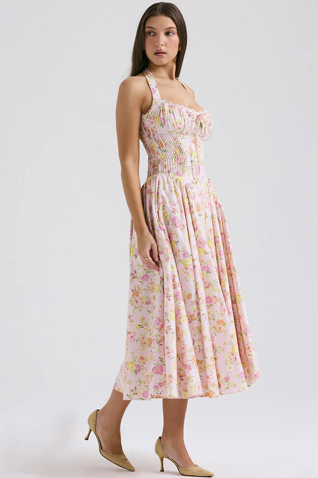 Adabella Cotton Halter Midi Sundress