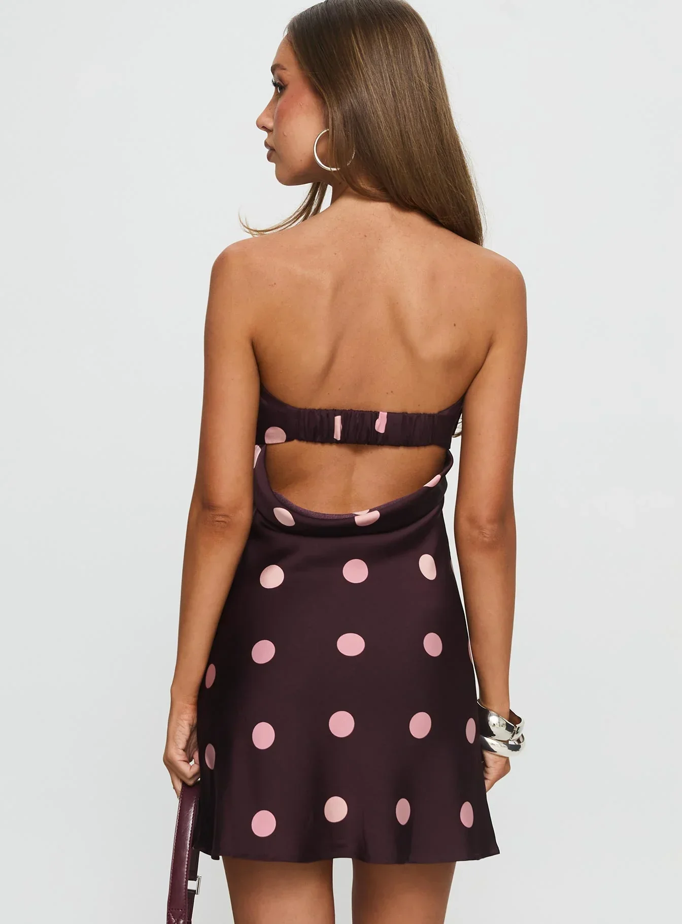 Phillipa Mini Dress Plum / Pink Polka Dot - luluinthesky