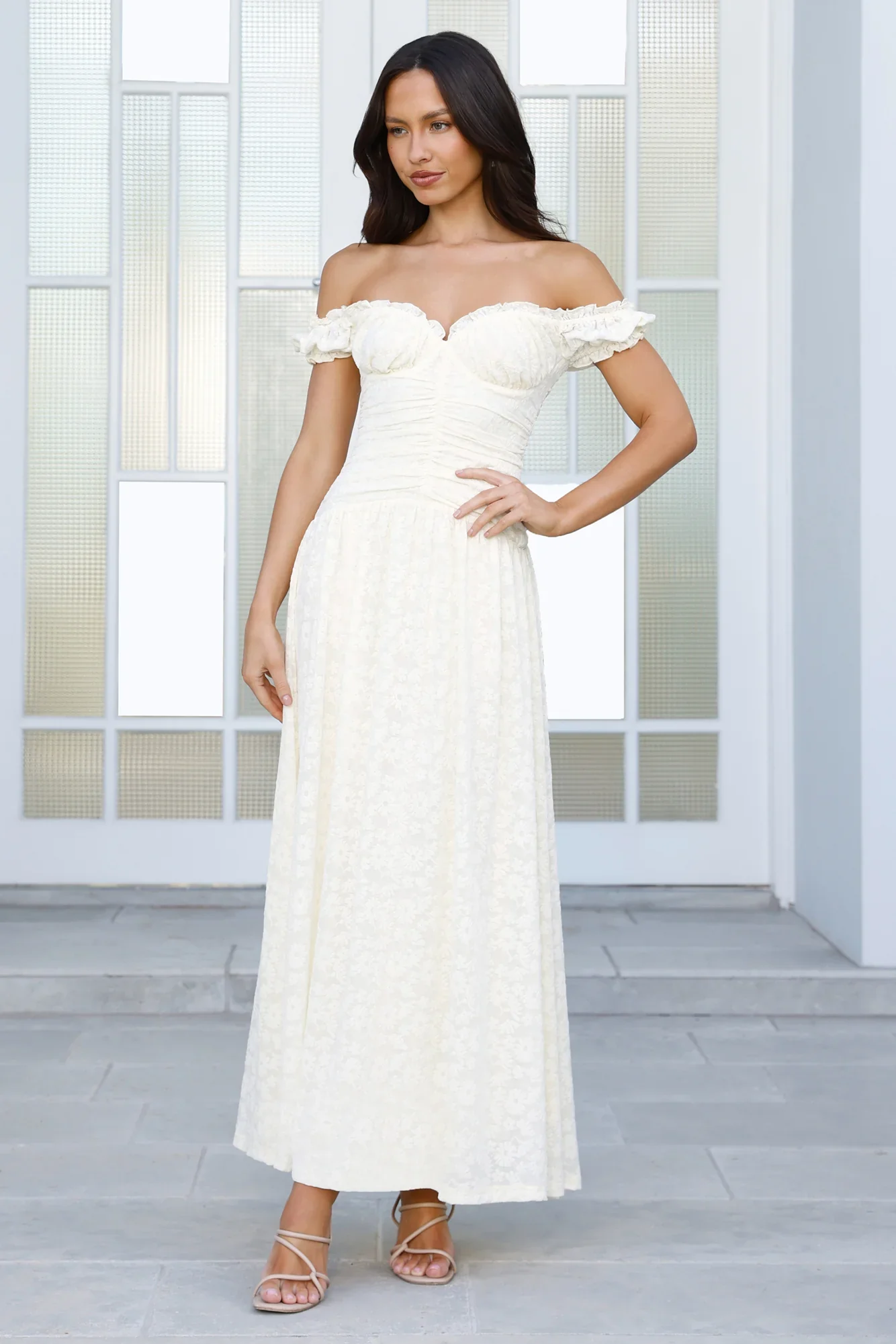Soft Serve Off Shoulder Maxi Dress Yellow - luluinthesky
