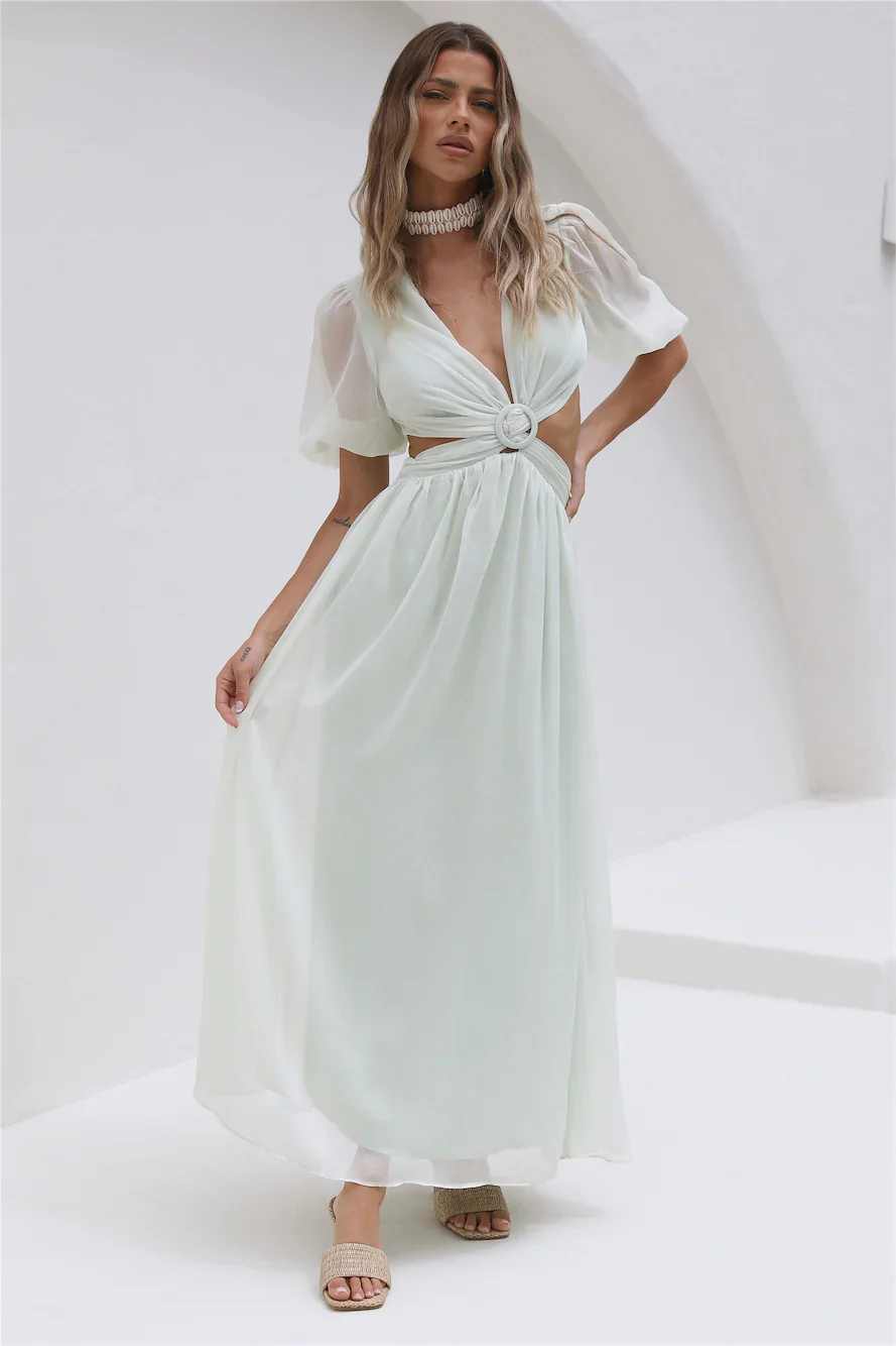 Ocean Ripples Maxi Dress Green