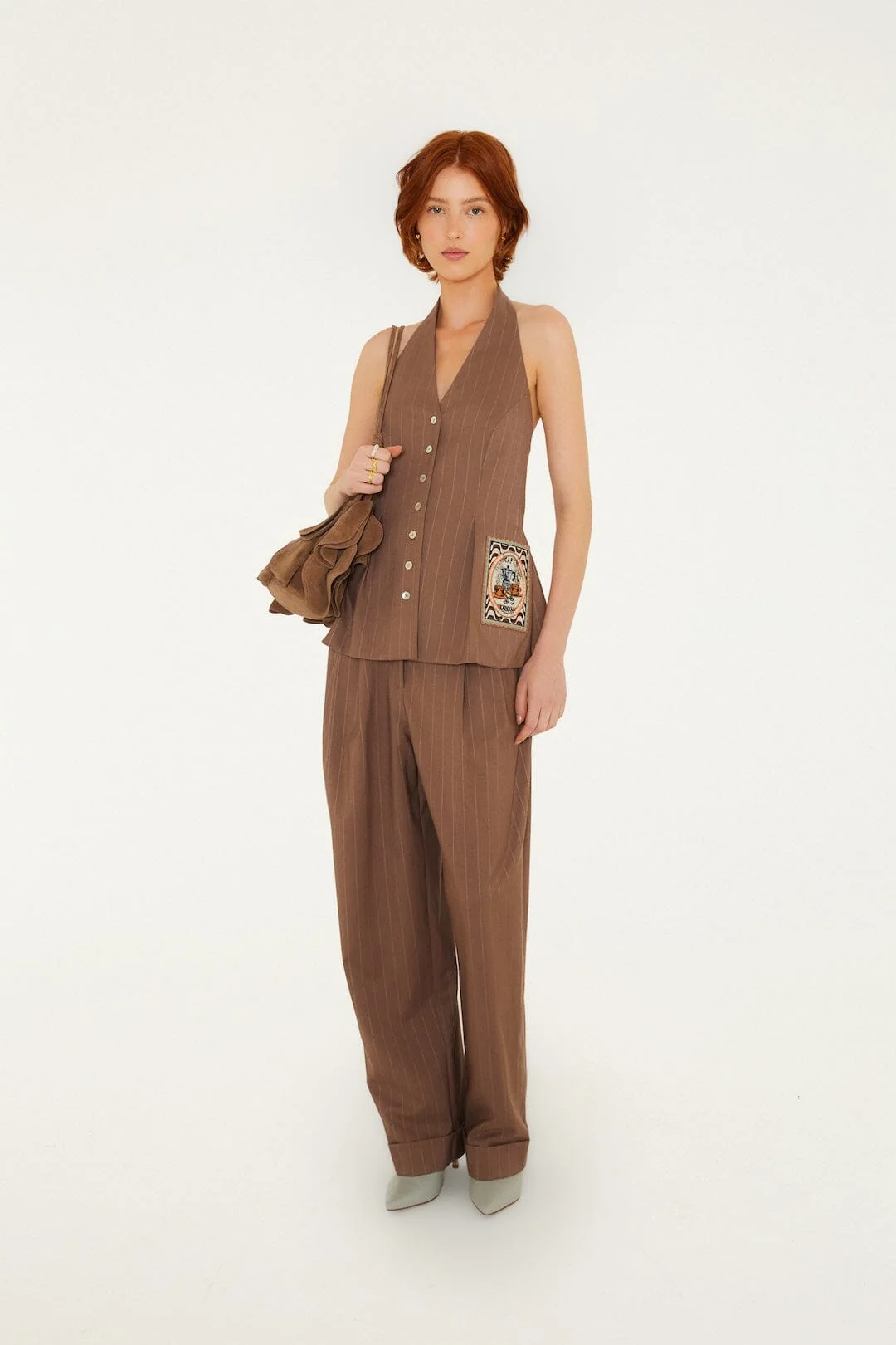 Yarn Dyed Wide Leg Pants
