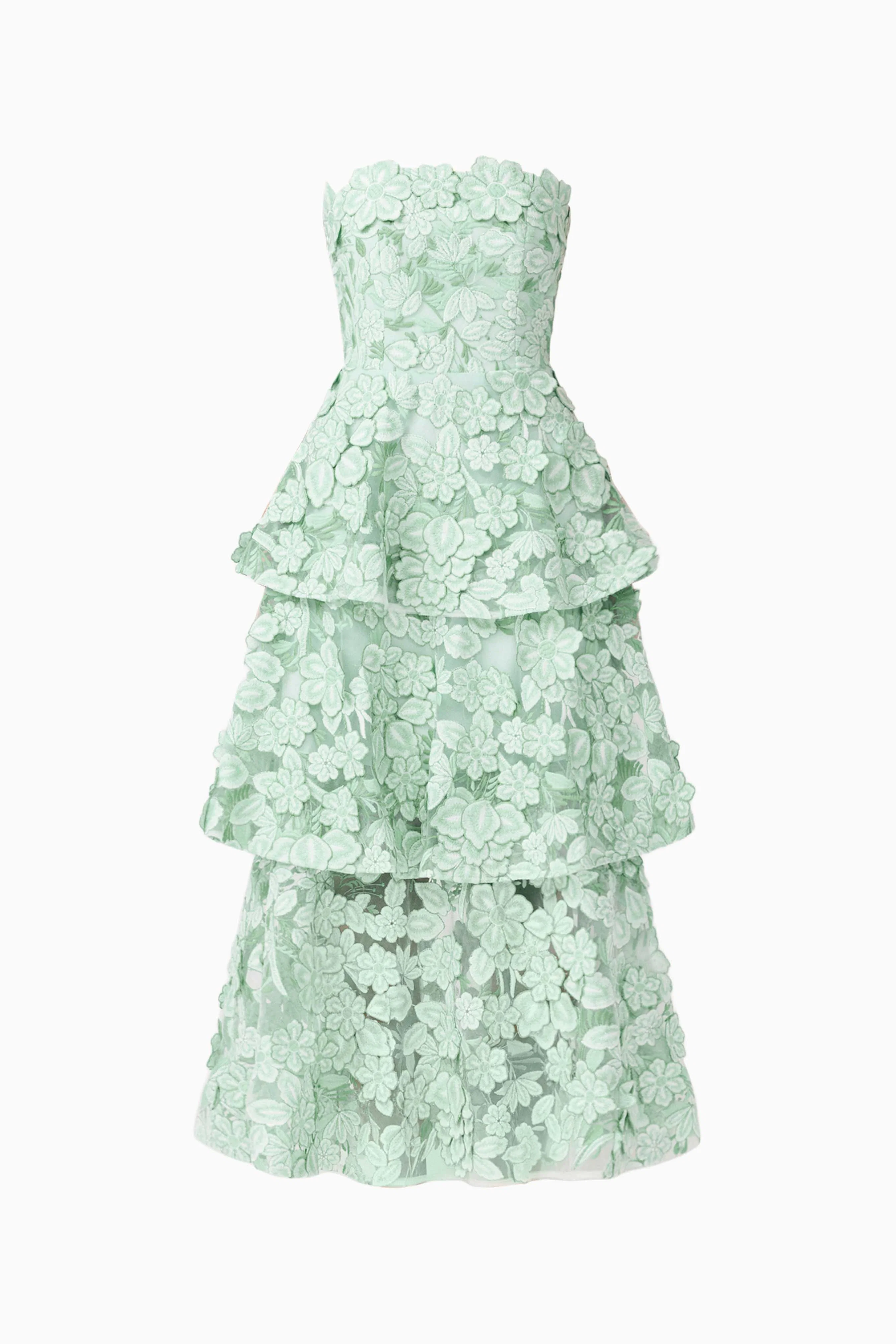 Roseate Tiered Maxi Dress in Mint Green