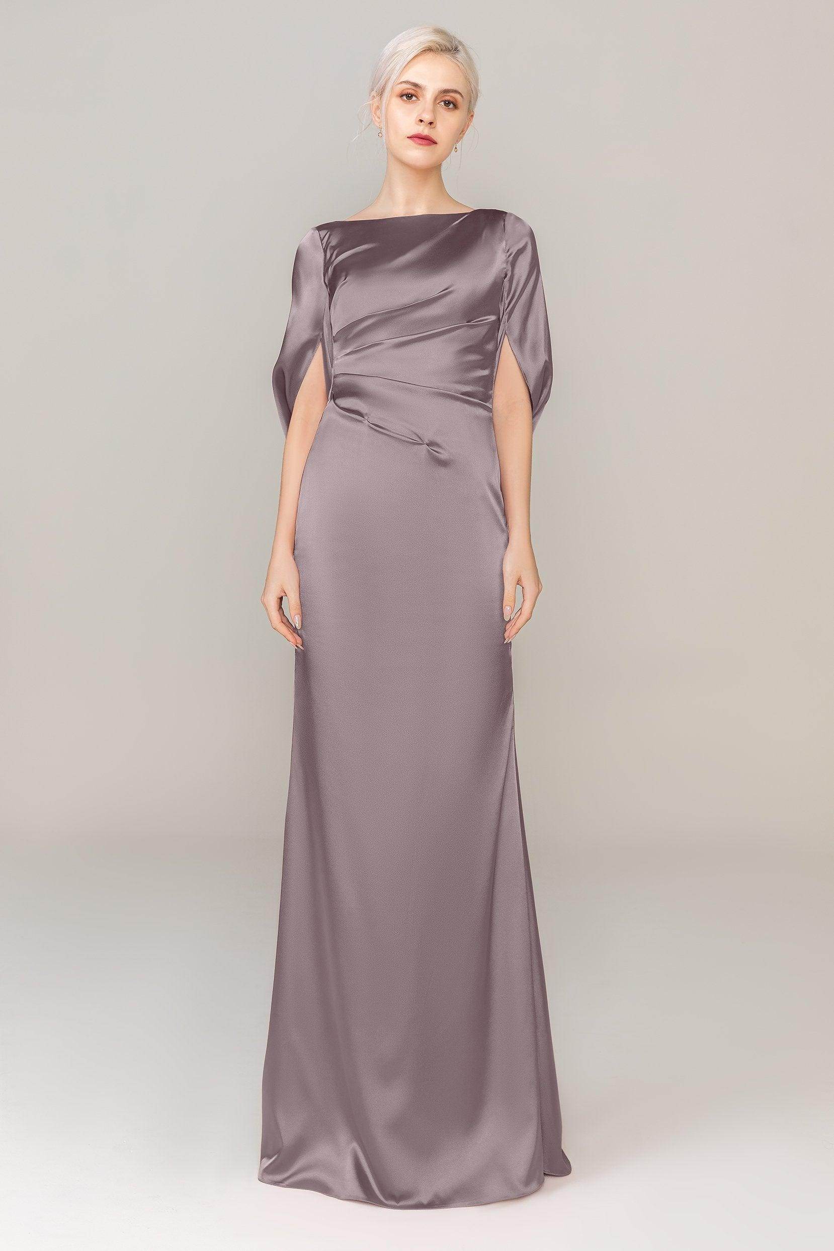 Sheath Sweep Train Luxe Satin Dress CS0314