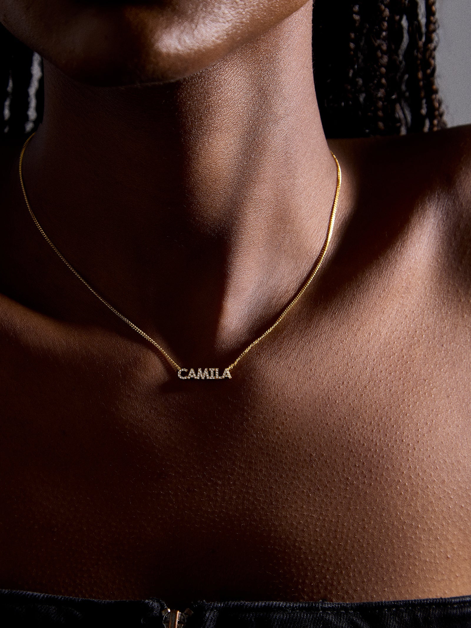 14K Gold Custom Nameplate Necklace - Mini Block