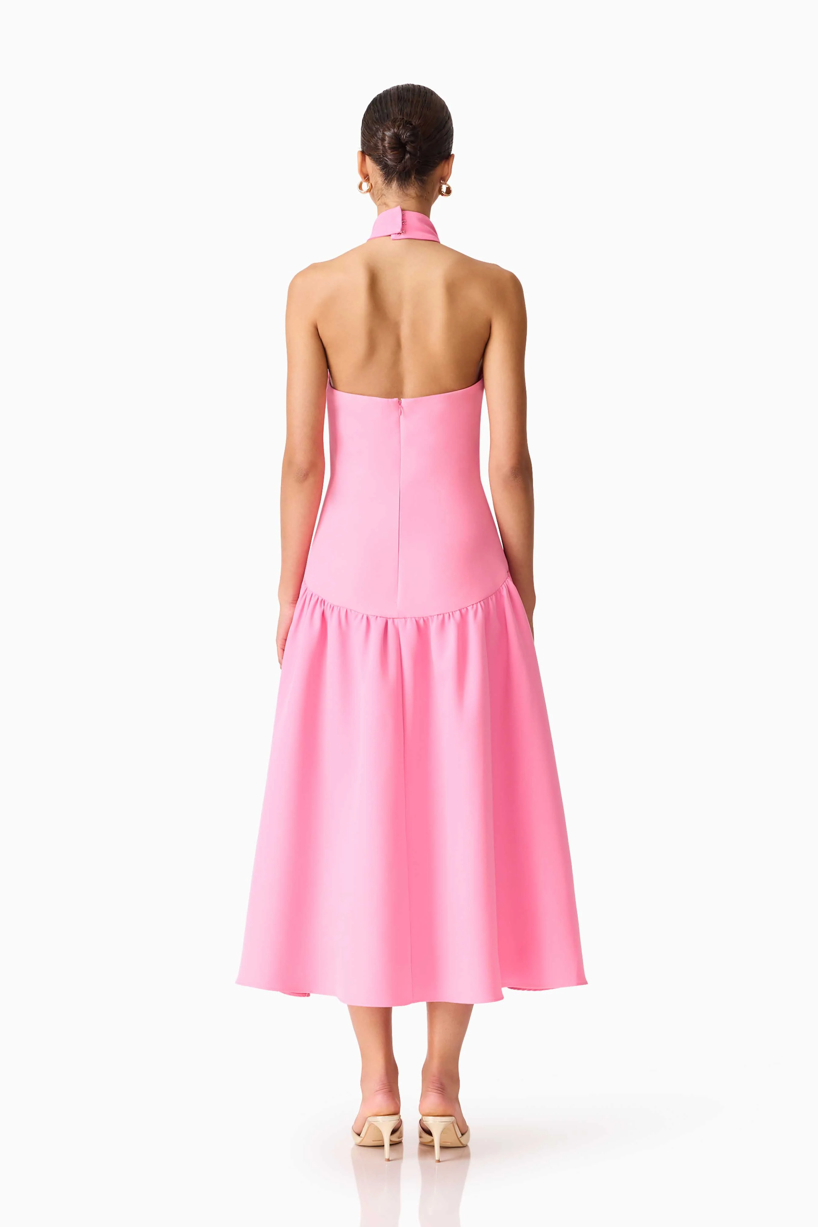 Nolana Halter Midi Dress in Pink